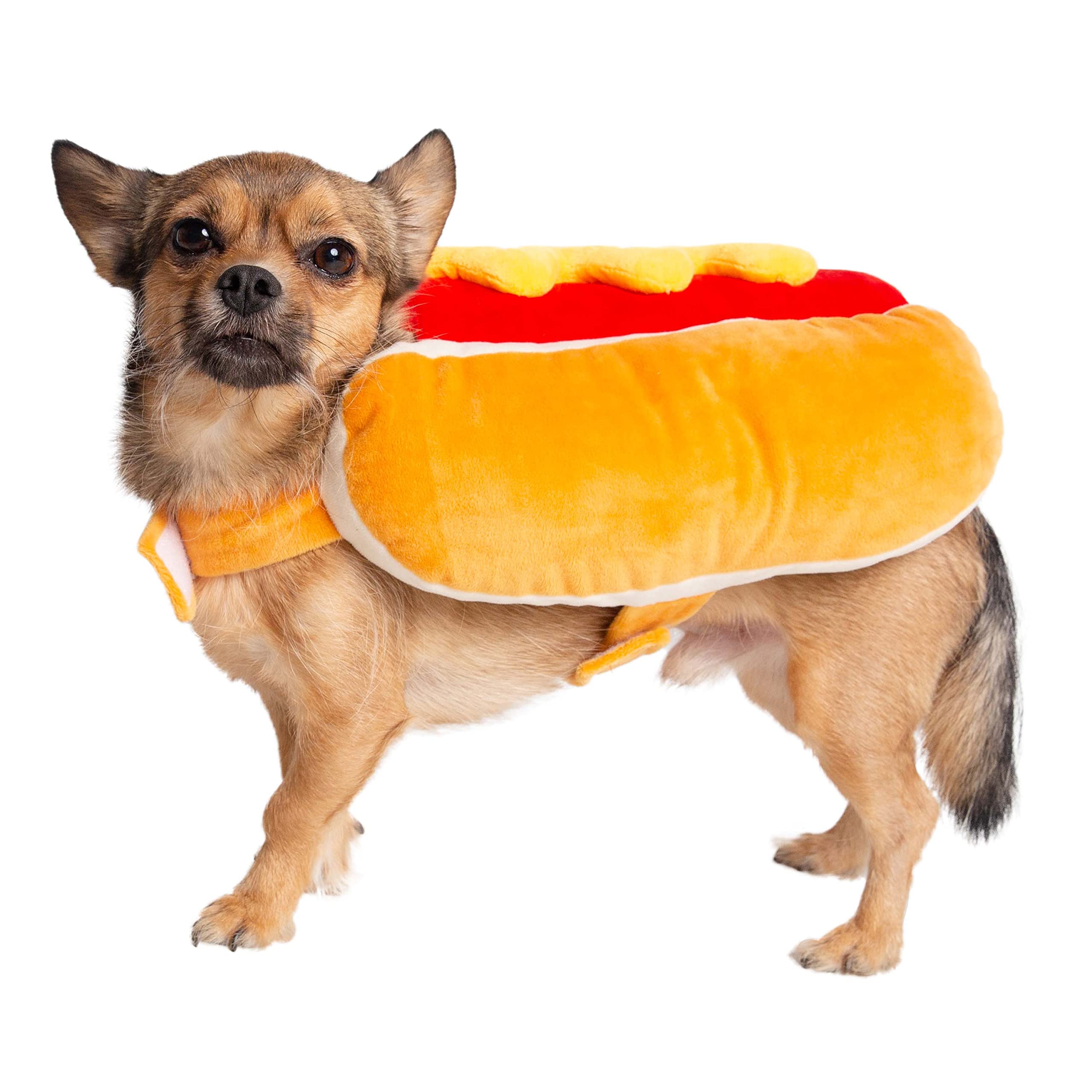 Pet Krewe Hot Dog Costume for Cats and Dogs | Pet Wiener Costume for Dogs 1st Birthday, National Cat Day & Celebrations | Halloween Outfit for Small and Large Cats & Dogs