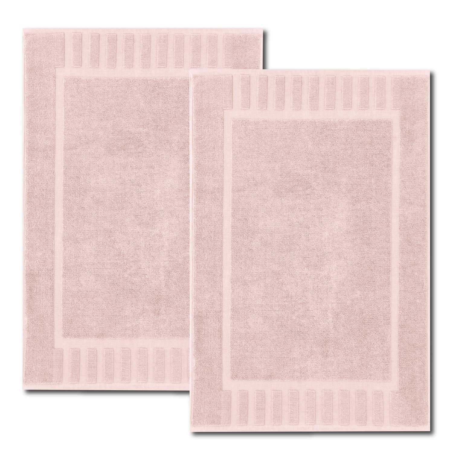 White Classic Luxury Bath Mat Floor Towel Set - Absorbent Cotton Hotel Spa Shower/Bathtub Mats [Not a Bathroom Rug] 22"x34" | 2 Pack | Pink  - Like New