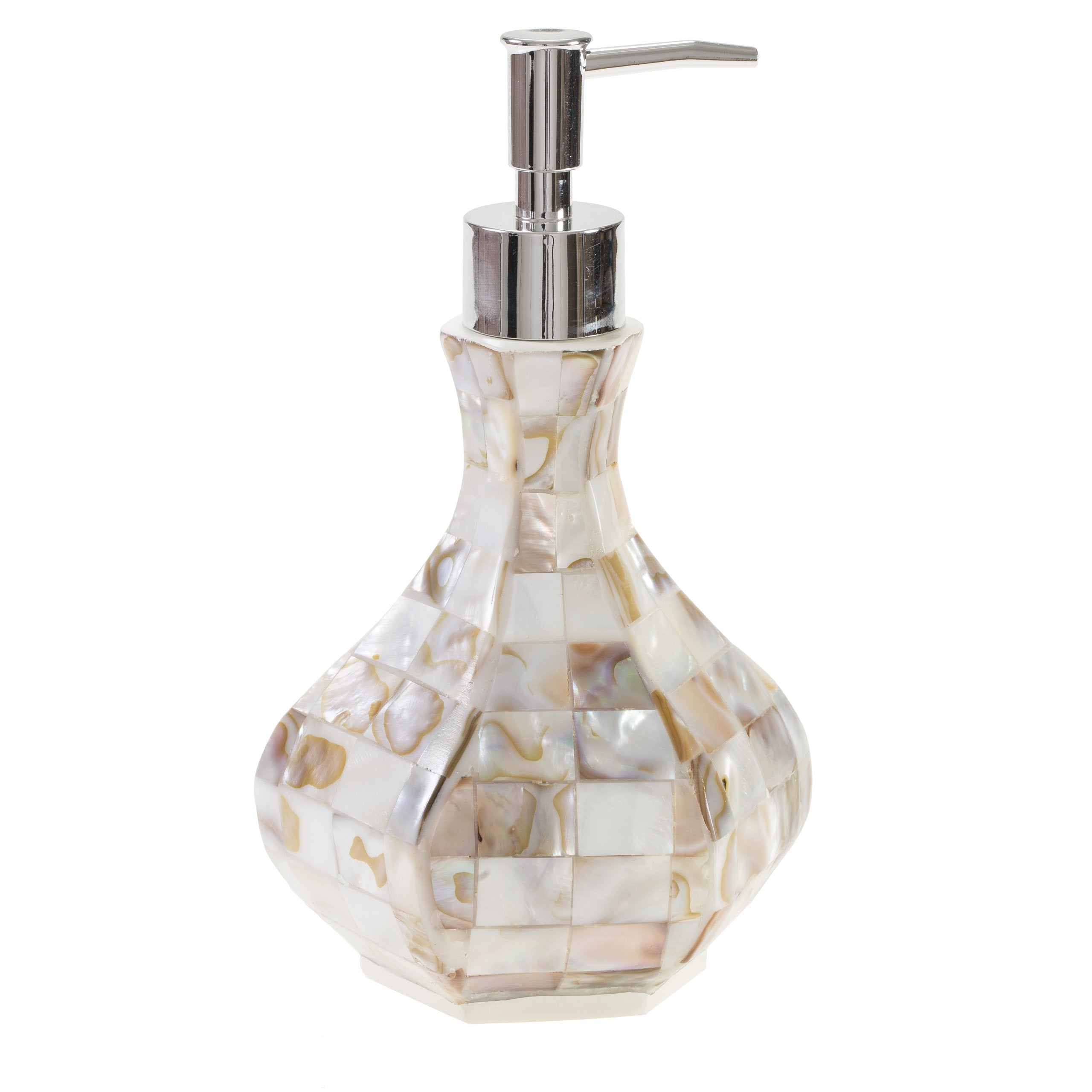 Creative Scents Hand Soap Dispenser for Bathroom, Decorative Countertop Lotion Dispenser Finished in Beautiful Mother of Pearl, with Durable Pump for Elegant Bathroom Decor (Milano Collection)  - Very Good