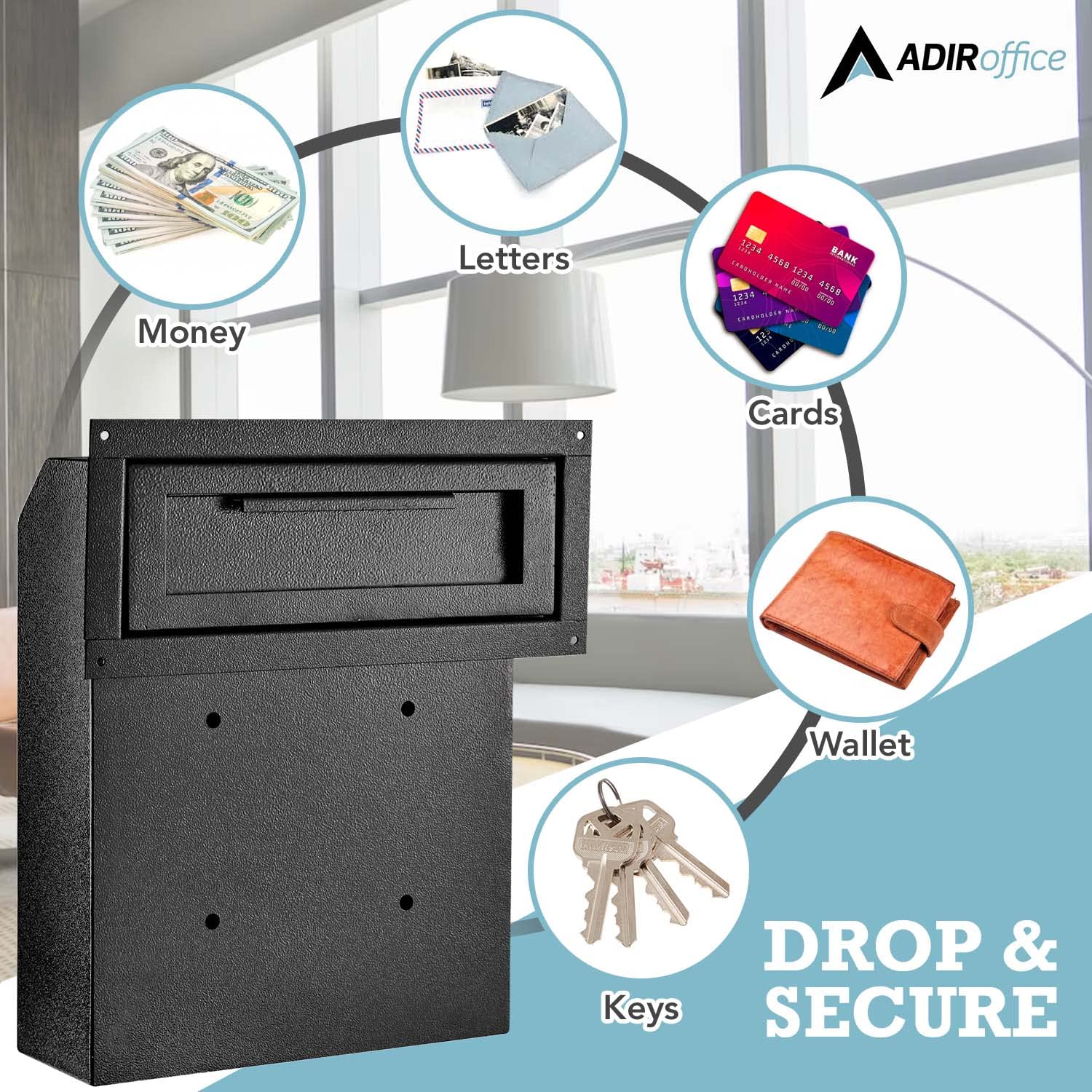 AdirOffice Through-The-Door Safe Locking Drop Box  - Like New