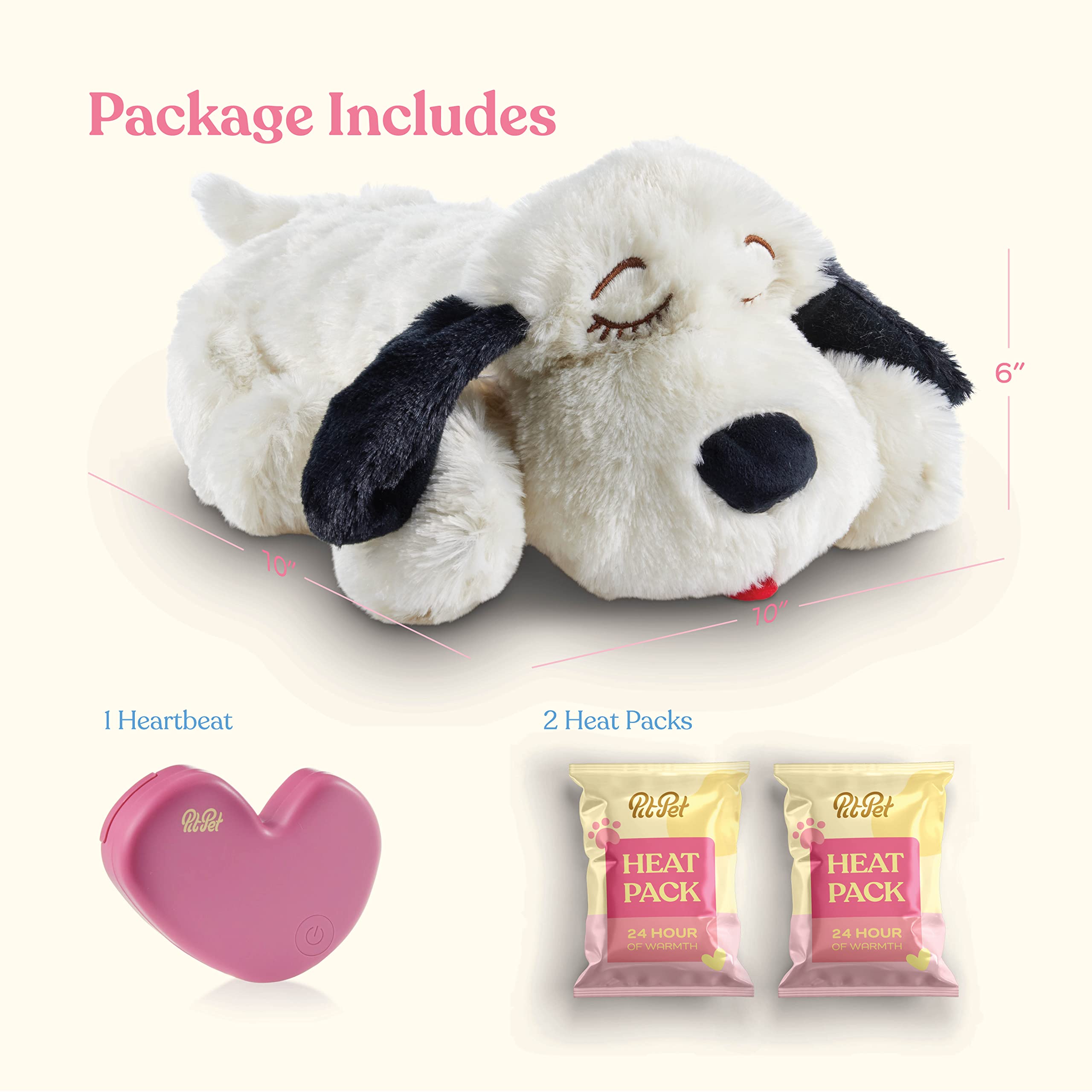 Heartbeat Plush Dog Toy - Actual feel Heartbeat Helps for Dog Anxiety Relief and Calming Aid - Stuffed Dog Toys With 2 Disposable Heat Packs - Comfort Toy for Puppy Dogs Cats Pets -Plush Toys for Dogs  - Like New