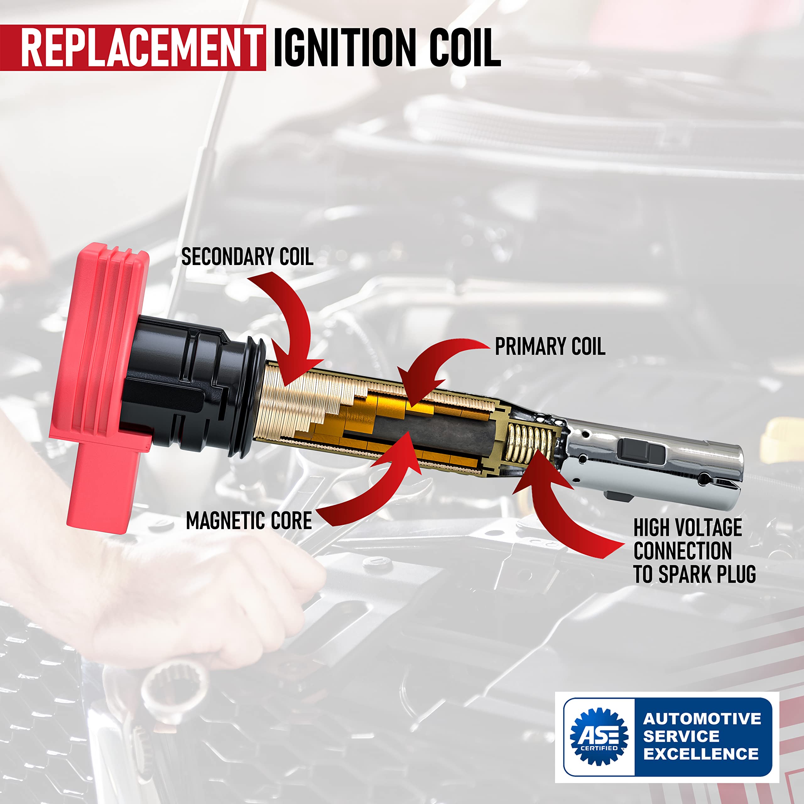 Ignition Coil Pack - Replaces 06E905115E, 06H905115B, 07K905715F - Compatible with Audi and Volkswagen Vehicles - A4, A5, A6, R8, TT, GTI, Golf, Jetta, Passat, Tiguan, MK5, MK6, 2.0T, 2.5L and more  - Very Good