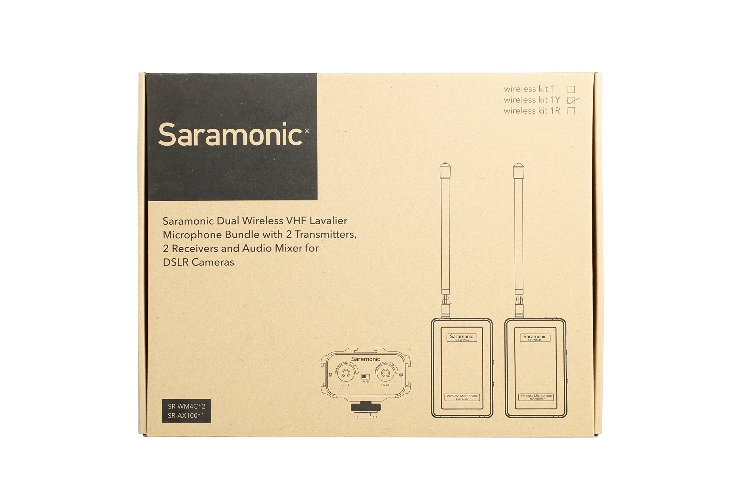 Saramonic Wireless VHF Lavalier Microphone Bundle with 2 Bodypack Transmitters, 2 Receivers, and 2-Ch Mixer for DSLR Cameras, Camcorders and More - 200' Wireless Transmission Range (Black and Yellow)  - Like New