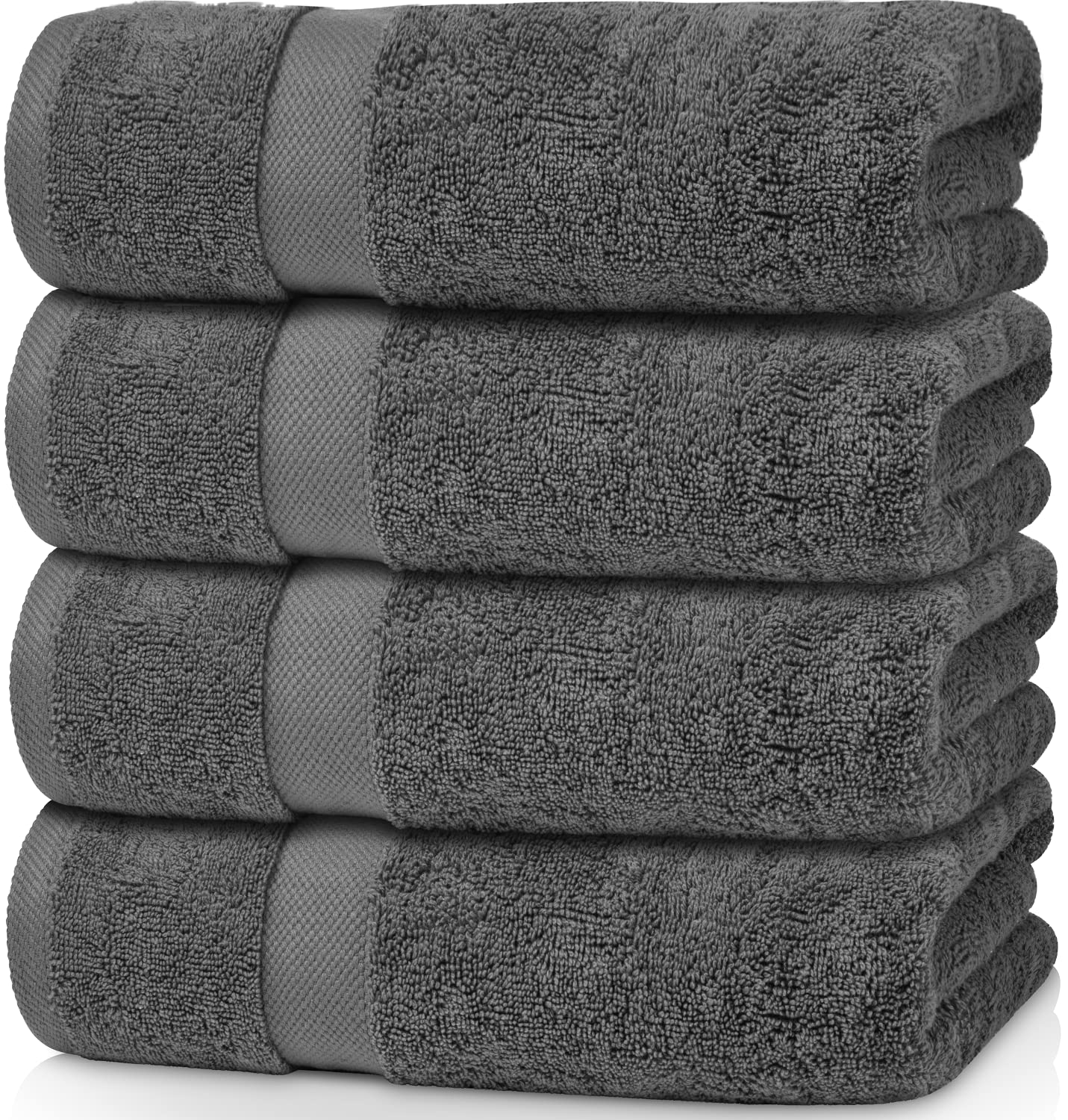 White Classic Wealuxe Cotton Bath Towels Washcloths - Face Hand Towels Gray, Charcoal Grey  - Very Good