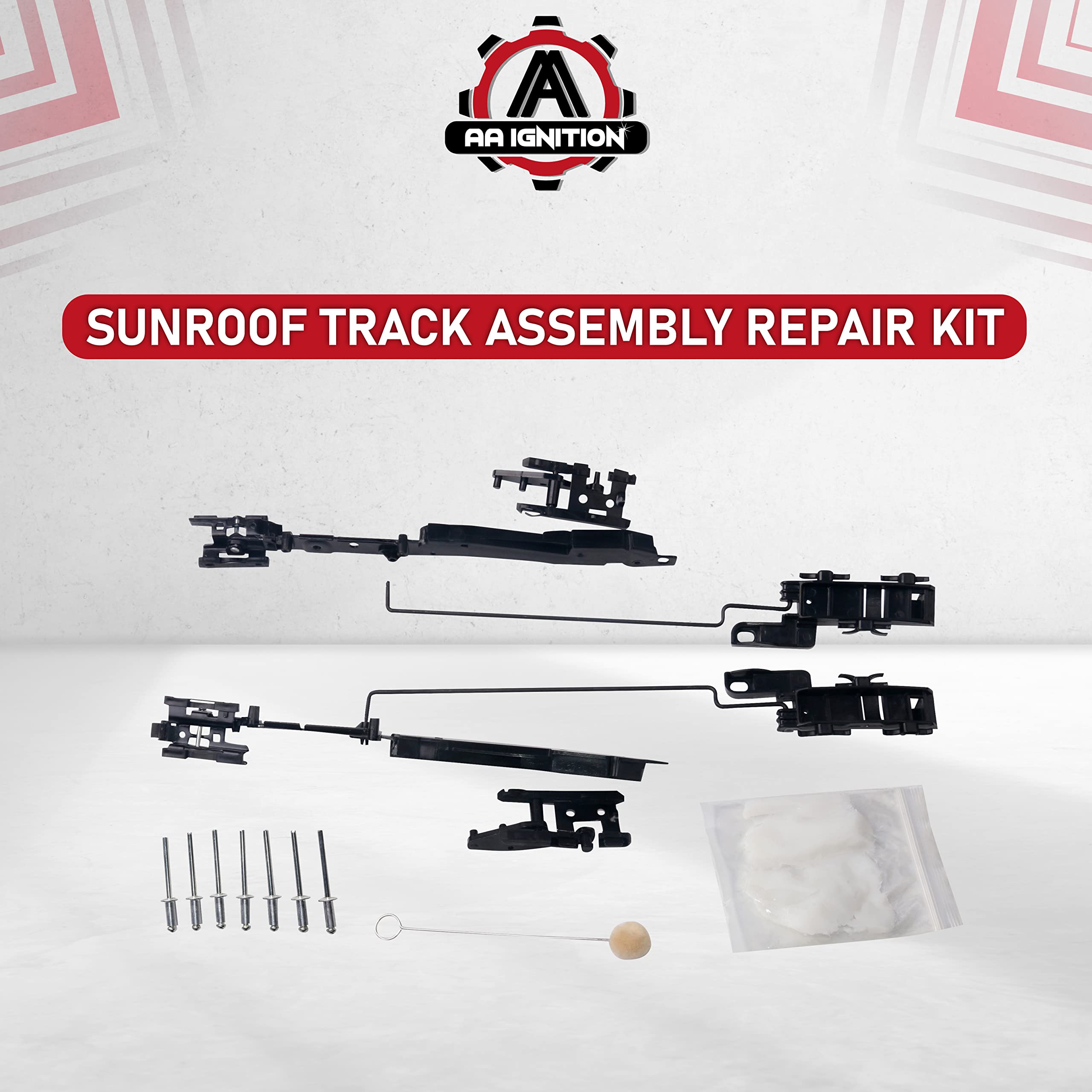 Sunroof Track Assembly Repair Kit - Compatible with Ford & Lincoln Vehicles - F150 2000-2014, Expedition 2000-2017, F250, F350, F450 Super Duty 2005-2016, Navigator, 2006-2008 Mark LT - Sun Roof  - Very Good