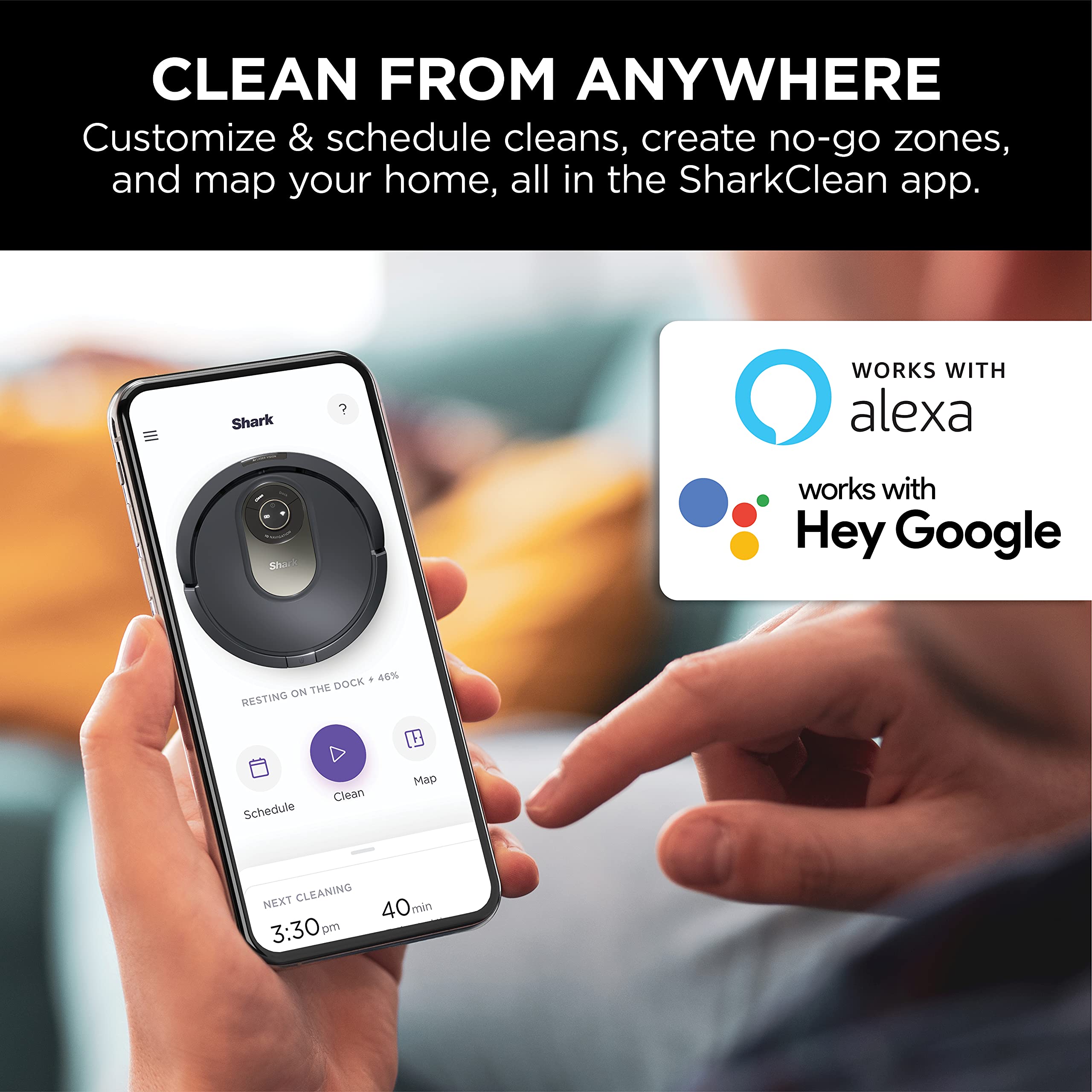 Shark AV2001 AI Robot Vacuum with Self-Cleaning Brushroll, Object Detection, Advanced Navigation, Home Mapping, Perfect for Pet Hair, Compatible with Alexa, Gray  - Like New