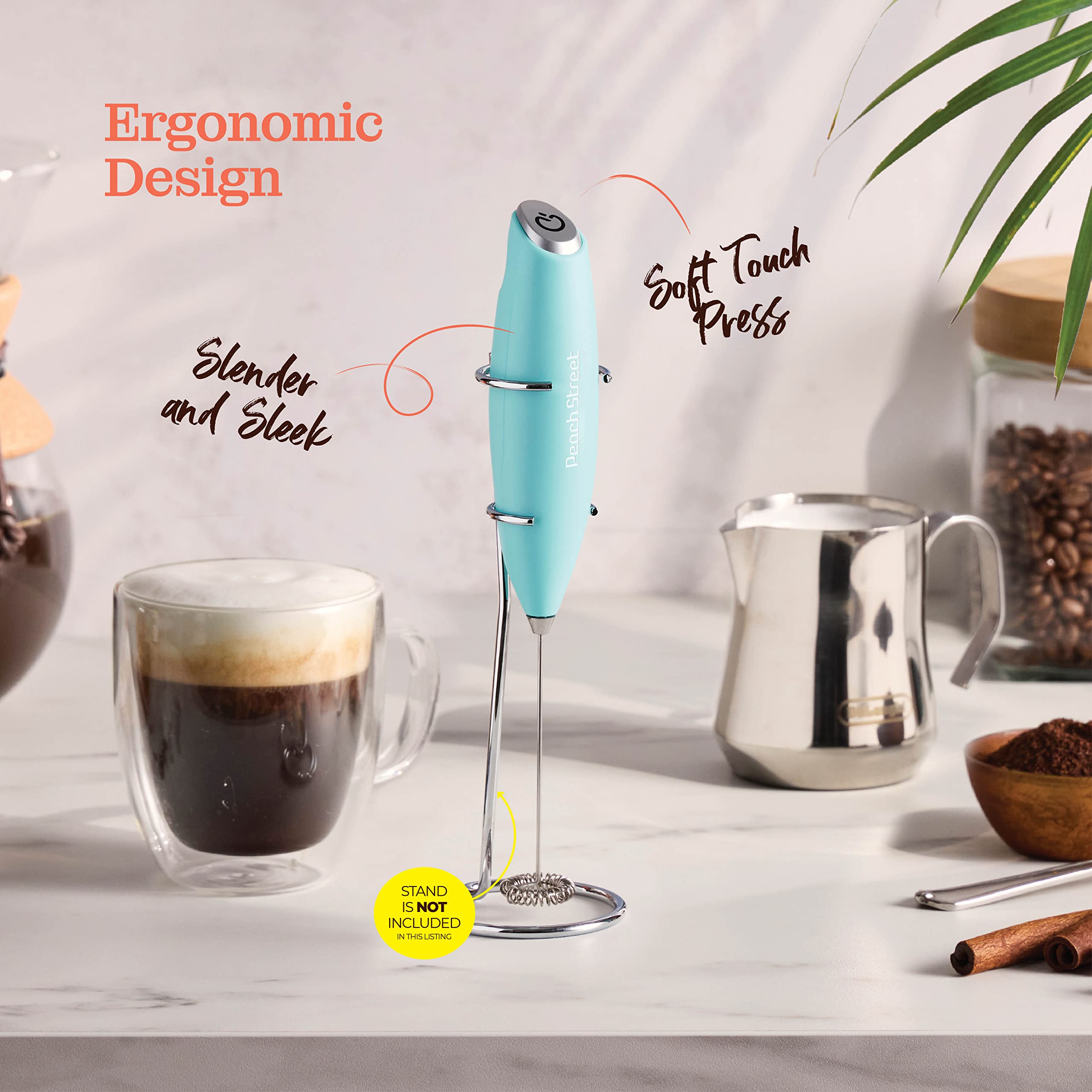 Powerful Handheld Milk Frother, Mini Milk Foamer, Battery Operated (Not included) Stainless Steel Drink Mixer for Coffee, Lattes, Cappuccino, Frappe, Matcha, Hot Chocolate.  - Like New