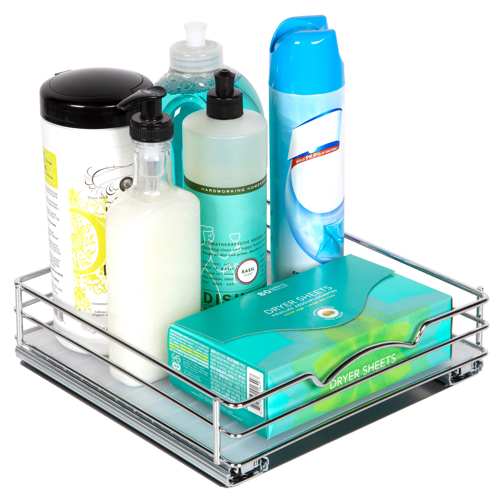 Pull Out Spice Rack Organizer for Cabinet, Heavy Duty-5 Year Limited Warranty- Chrome Slide Out Spice Rack 10-3/8"Wx 10-3/8"D x 2-1/8 H for Kitchen Cabinets and Pantry, for Spices, Sauces, Cans etc.  - Like New