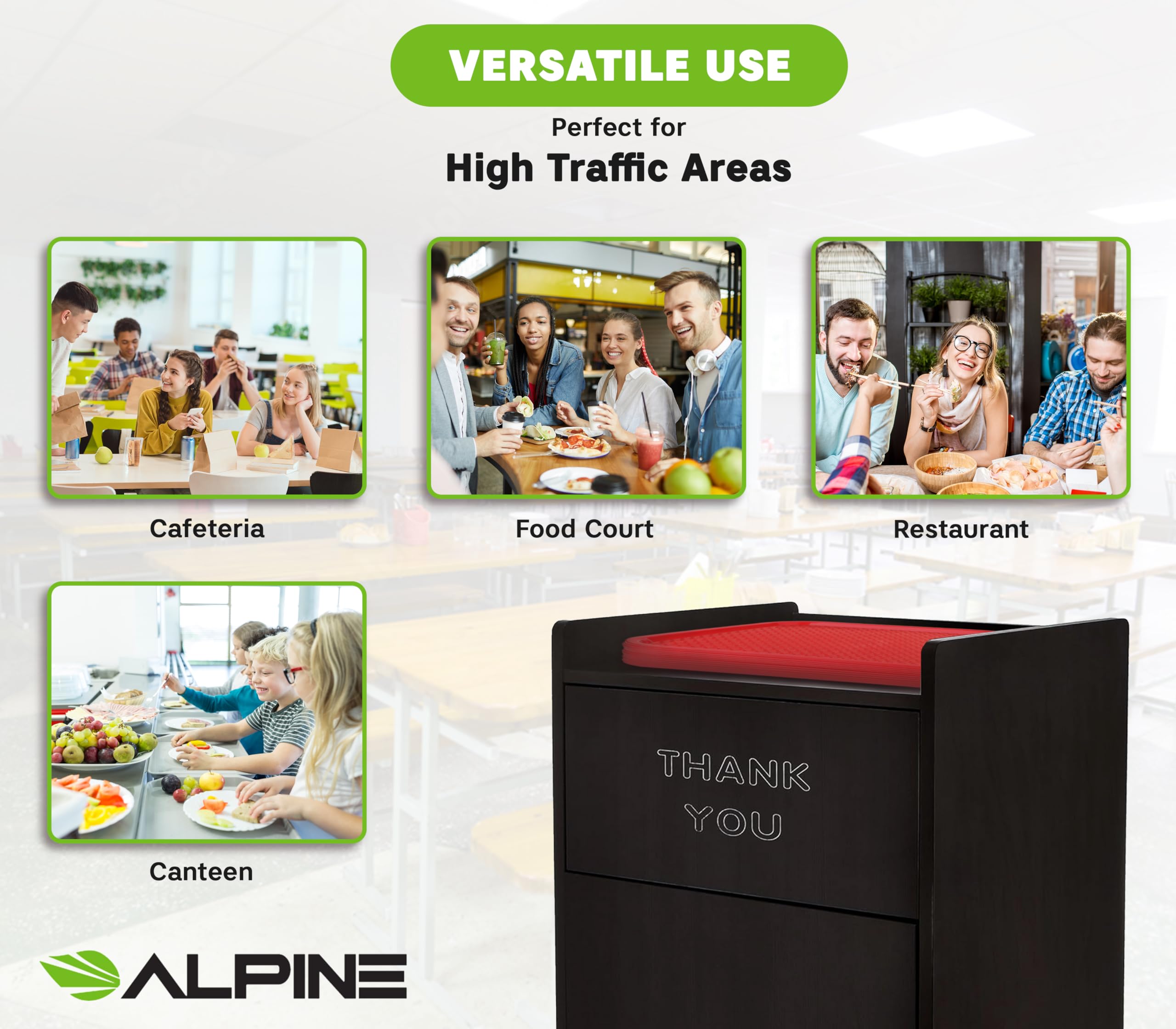 Alpine Industries 40 Gallon Wood Trash Can - Large Indoor Receptacle Enclosure with Drop Hole and Tray Shelf - Great for Restaurants, Cafeterias, Food Courts Variation  - Acceptable