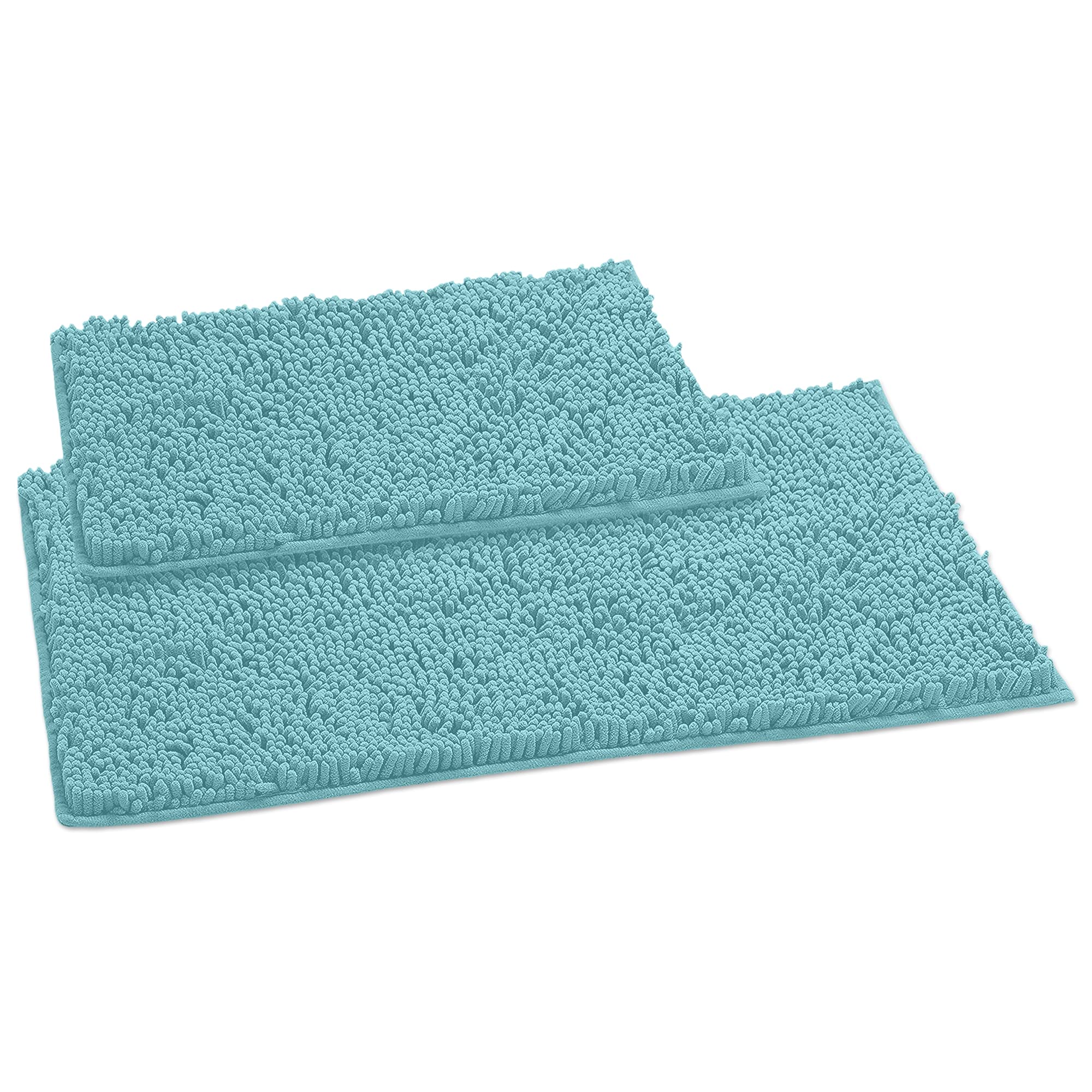 LuxUrux Bathroom Rug Set�Extra-Soft Plush Bath mat Shower Bathroom Rugs,1'' Chenille Microfiber Material, Super Absorbent (30 X 20'' + 23 x 15'', Spa Blue)  - Very Good