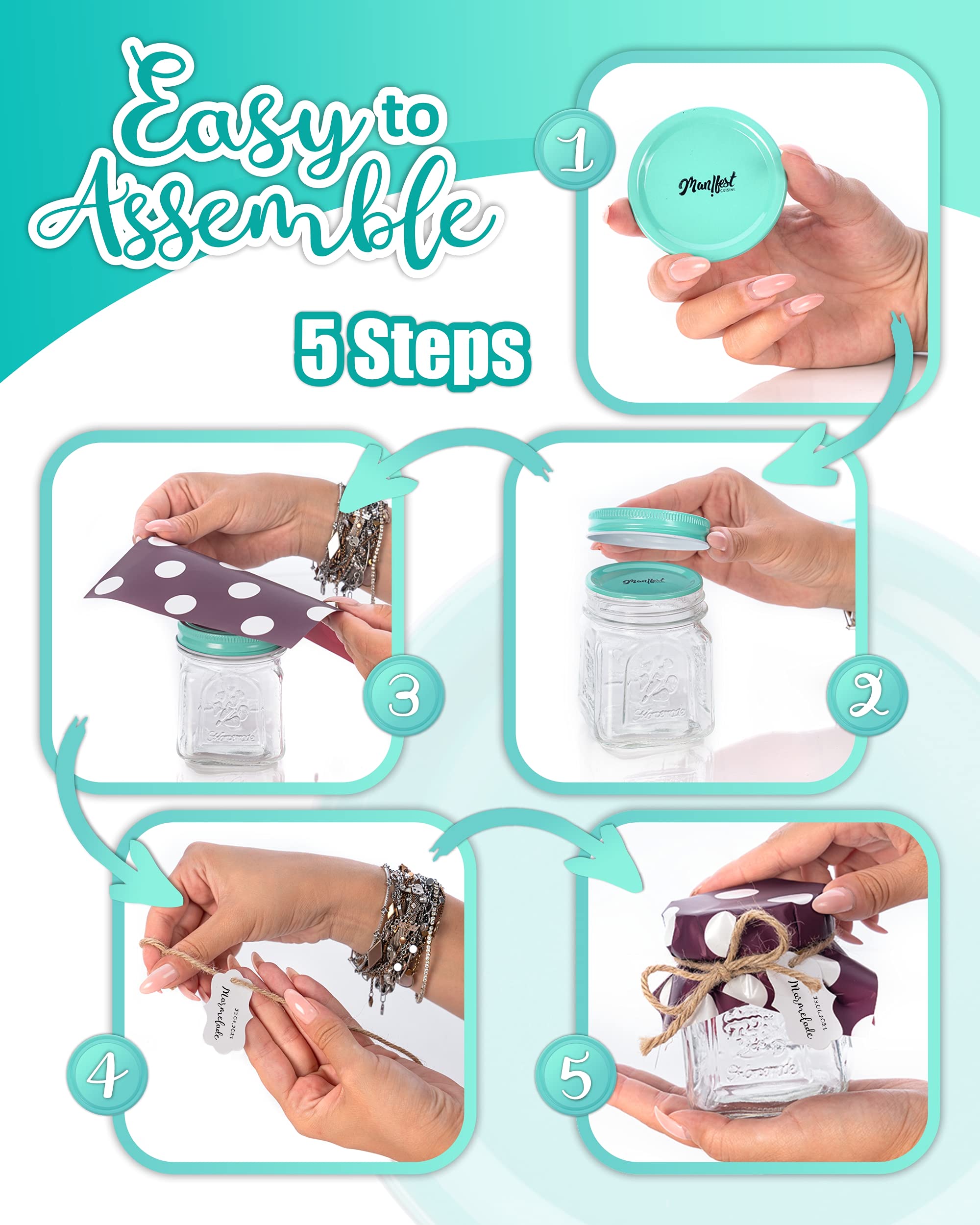 Mason Jar Lids and Rings for Canning - Jars Bands Regular Mouth Seals Ball Small with 70MM 24 Sets  - Like New