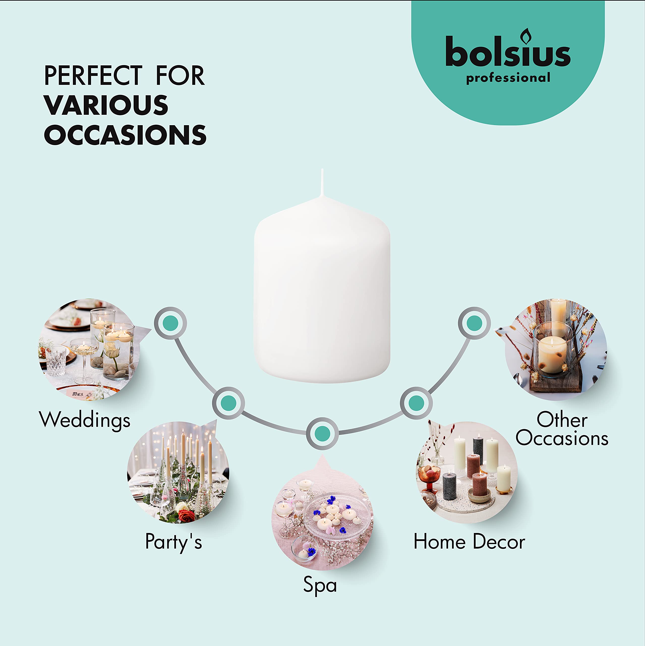 BOLSIUS White Pillar Candles - Set of 12  - Like New
