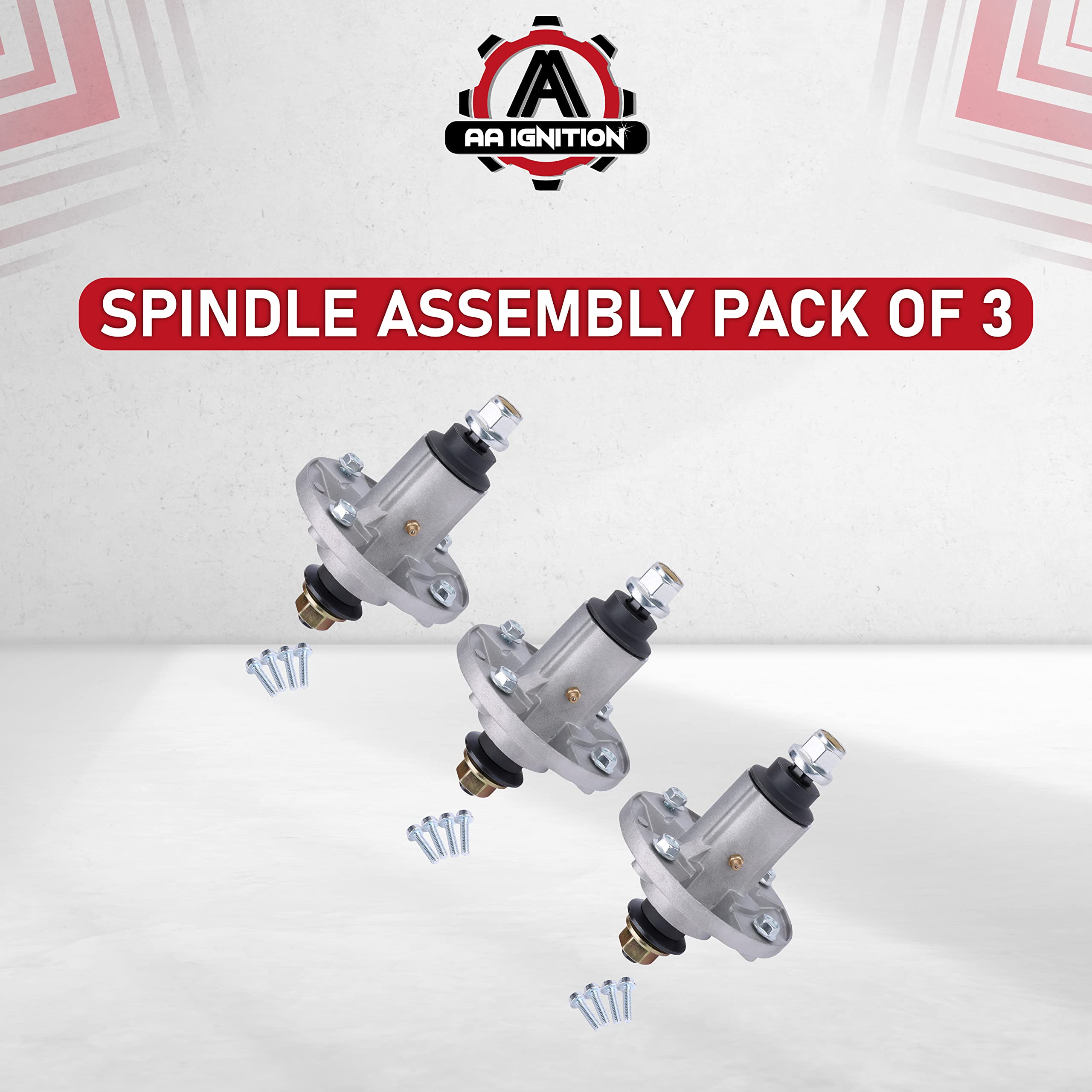 Replacement Spindle Assembly Pack of 3 - Compatible with John Deere 42", 48", 54" Deck Lawn Mowers - LA100-LA165, D100-F160, X105, X106, X110, X120 - Replaces GY20454, GY20867, GY20962, GY21098  - Acceptable