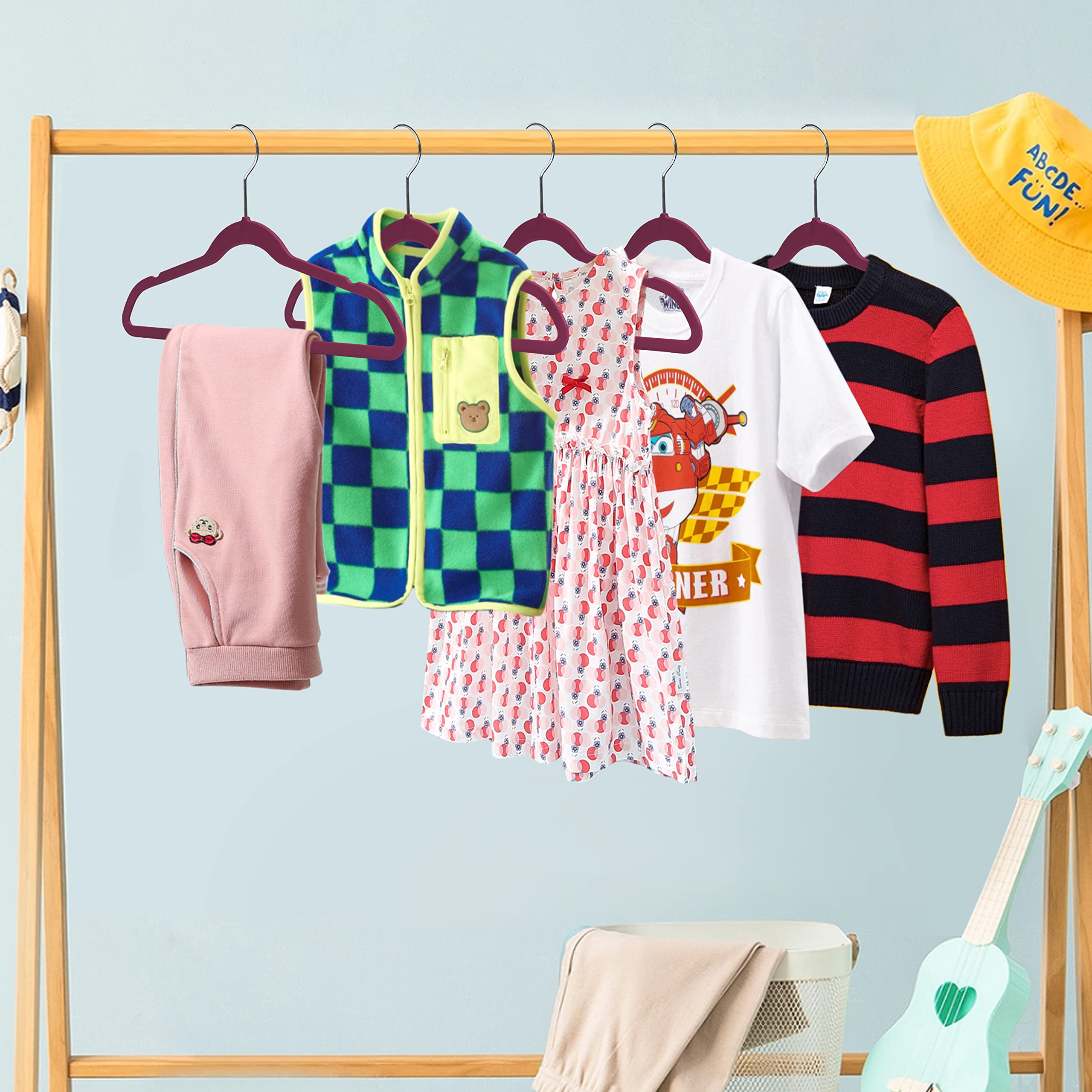 Quality Children's Plastic 30 Pack Non Velvet Non-Flocked Thin Compact Hangers Swivel Hook for Shirts Blouse Coats (Raspberry, 30)  - Like New
