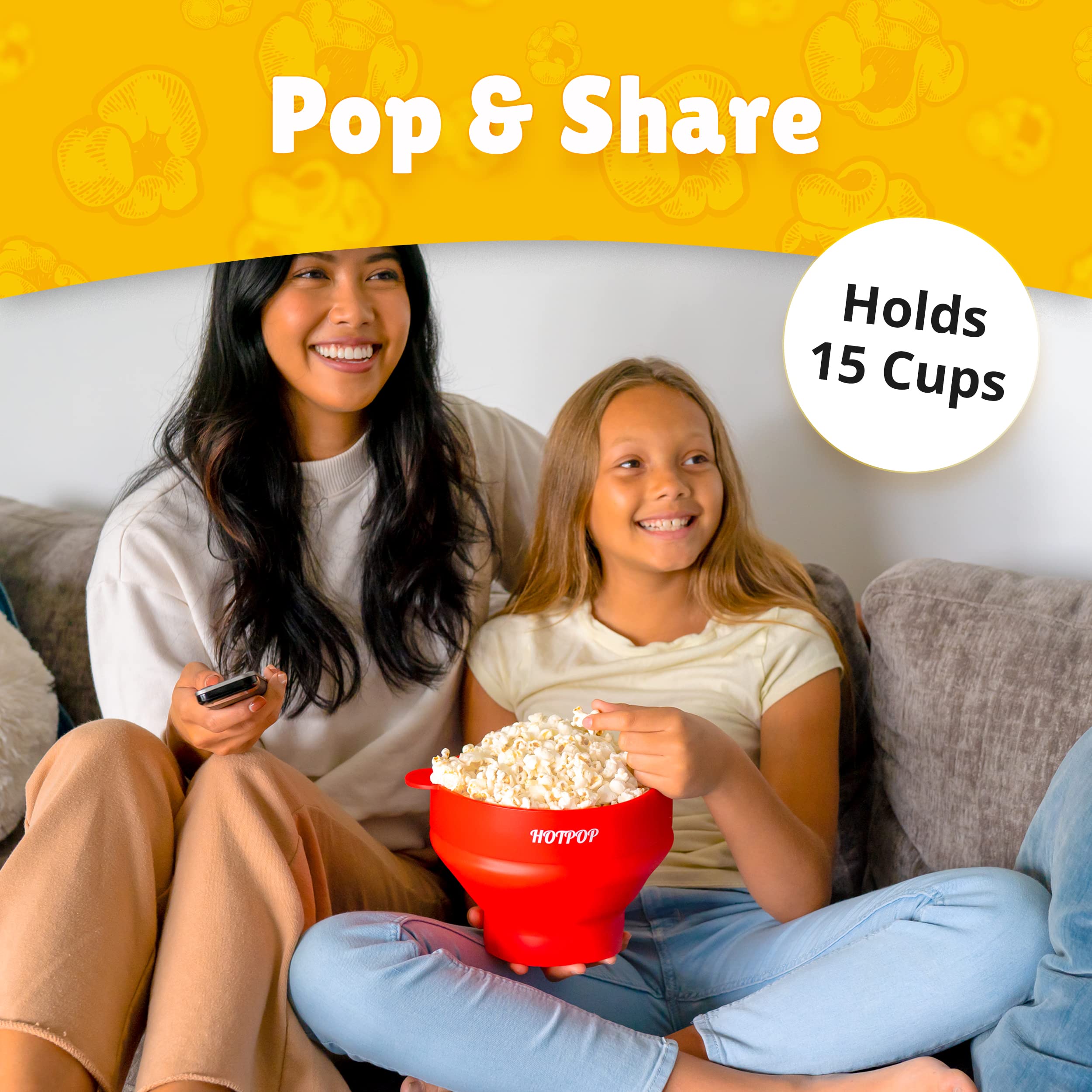 The Original Hotpop Microwave Popcorn Popper - Silicone Bowl, BPA-Free & Dishwasher Safe, Red  - Like New
