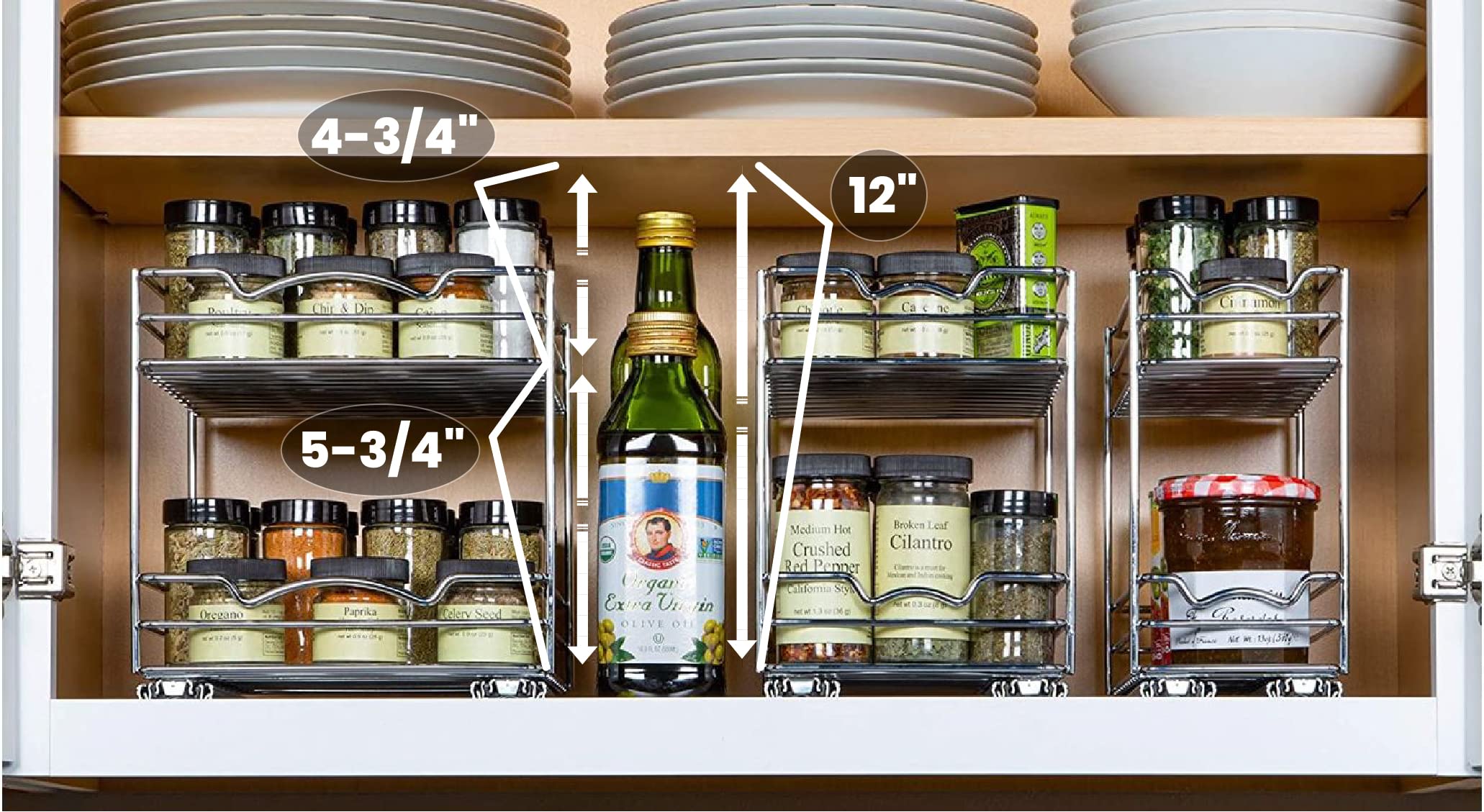 HOLDN� STORAGE Spice Rack Organizer for Cabinet, Heavy Duty - Pull Out Spice Rack 5 Year Warranty- 6" Wx10-3/8 Dx8-7/8 H Requires a 6.9� cabinet opening  - Very Good