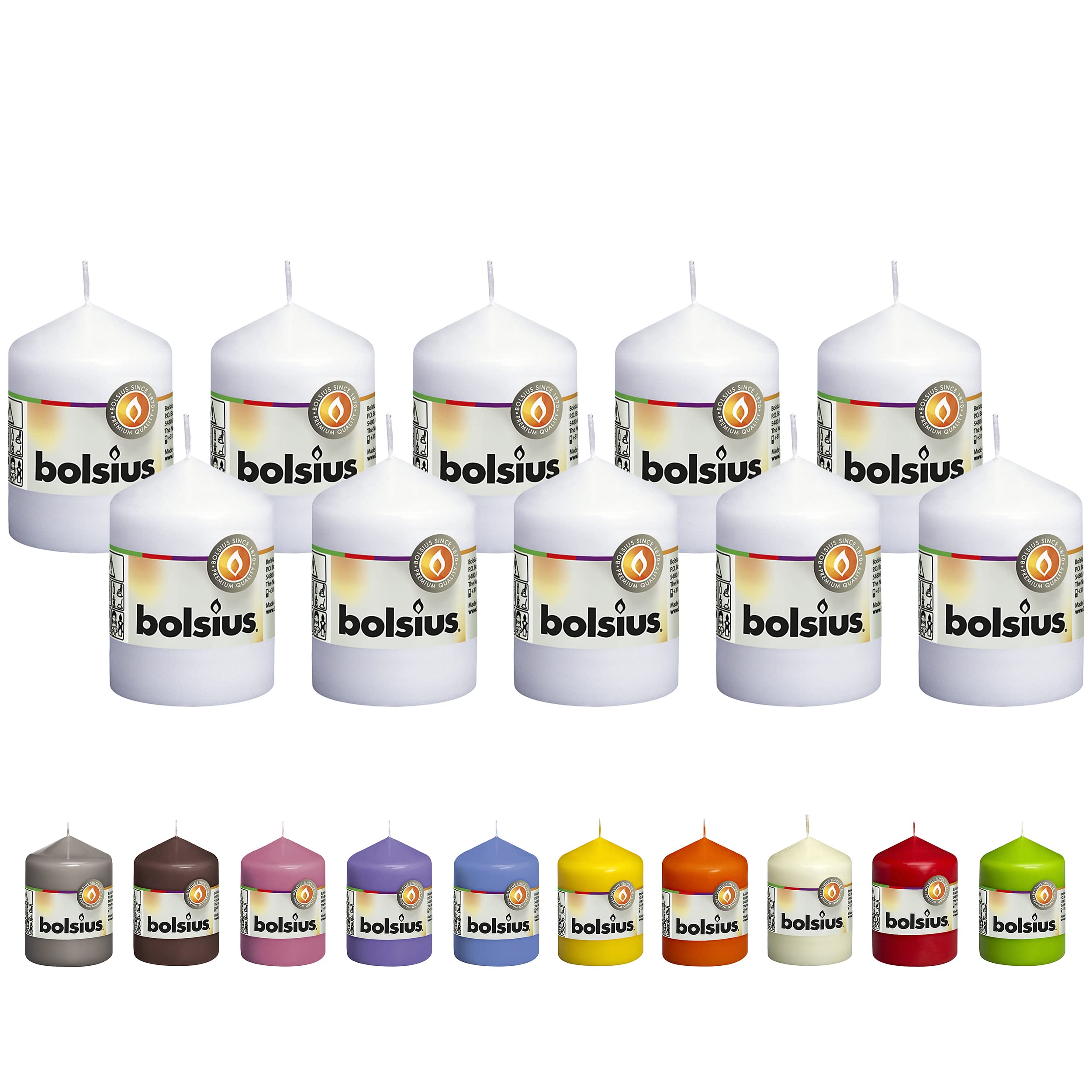 BOLSIUS 10 Pillar Candles - 2.25 x 3.25 Inches - Premium European Quality - Individually Wrapped  - Very Good