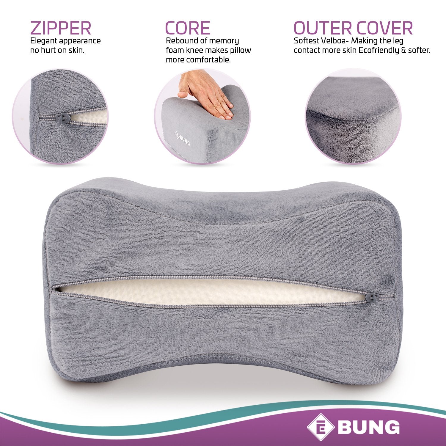 Knee Pillow & Leg Pillow for Hip, Back, Leg, Knee Pain Relief - Ideal for Side Sleepers, Pregnancy and Right Spine Alignment a?��Memory Foam Wedge Contour with Washable Cover  - Like New