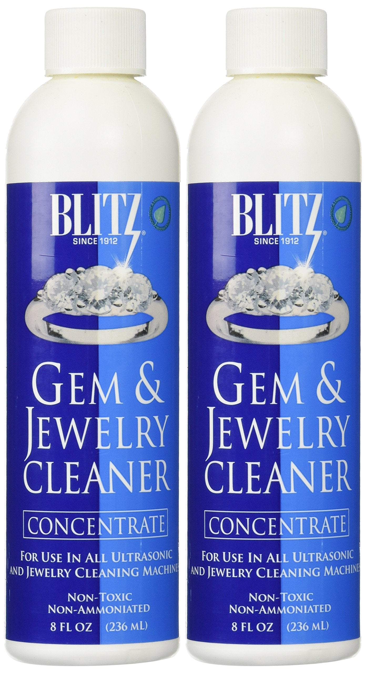 Blitz 653 Gem & Jewelry Non-Toxic Cleaner Concentrate for use in Cleaning Machines, 8 Ounces, 2-Pack  - Like New