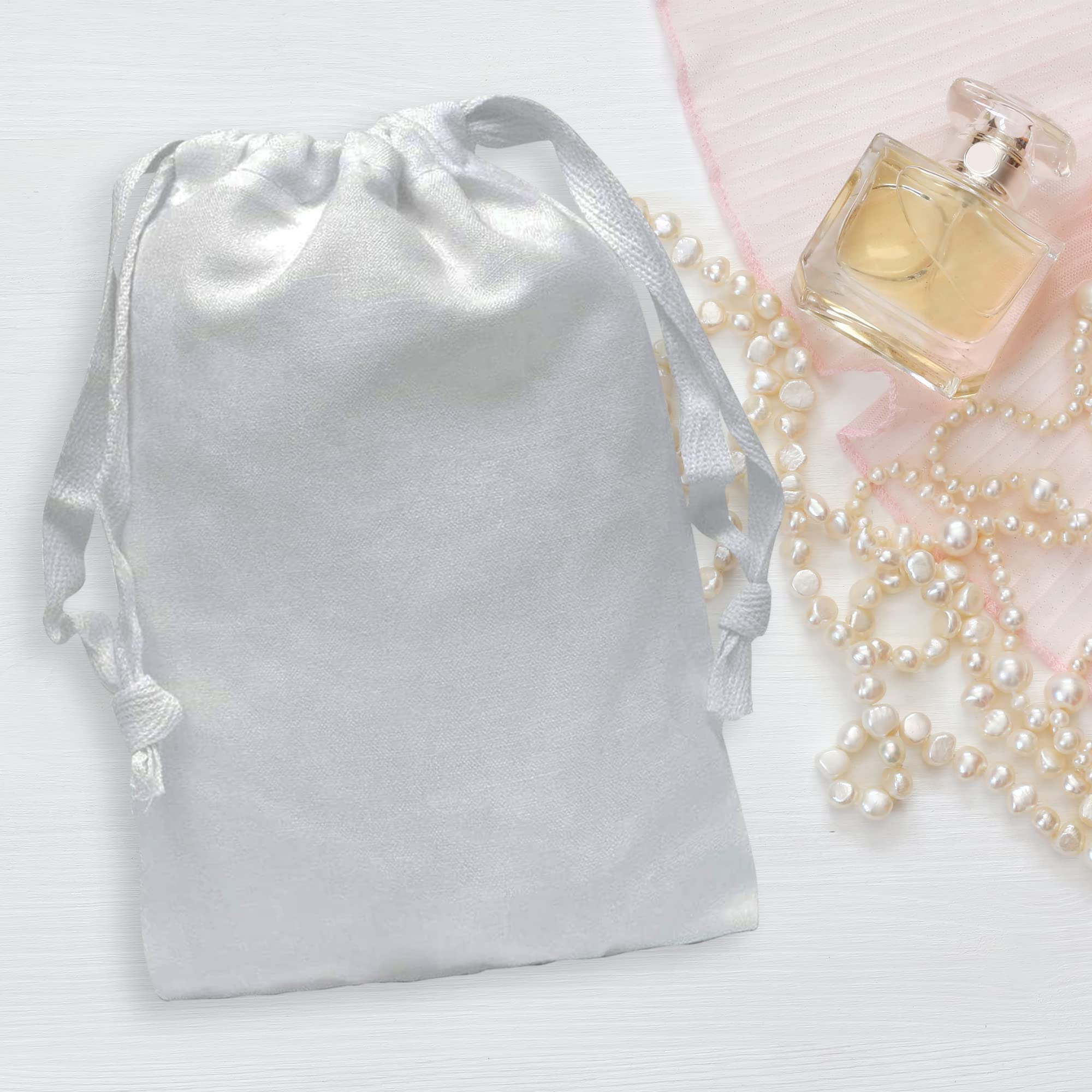 Prime Line Packaging Small Bright White Muslin Cotton Cloth Pouches Drawstring Bags  - Acceptable