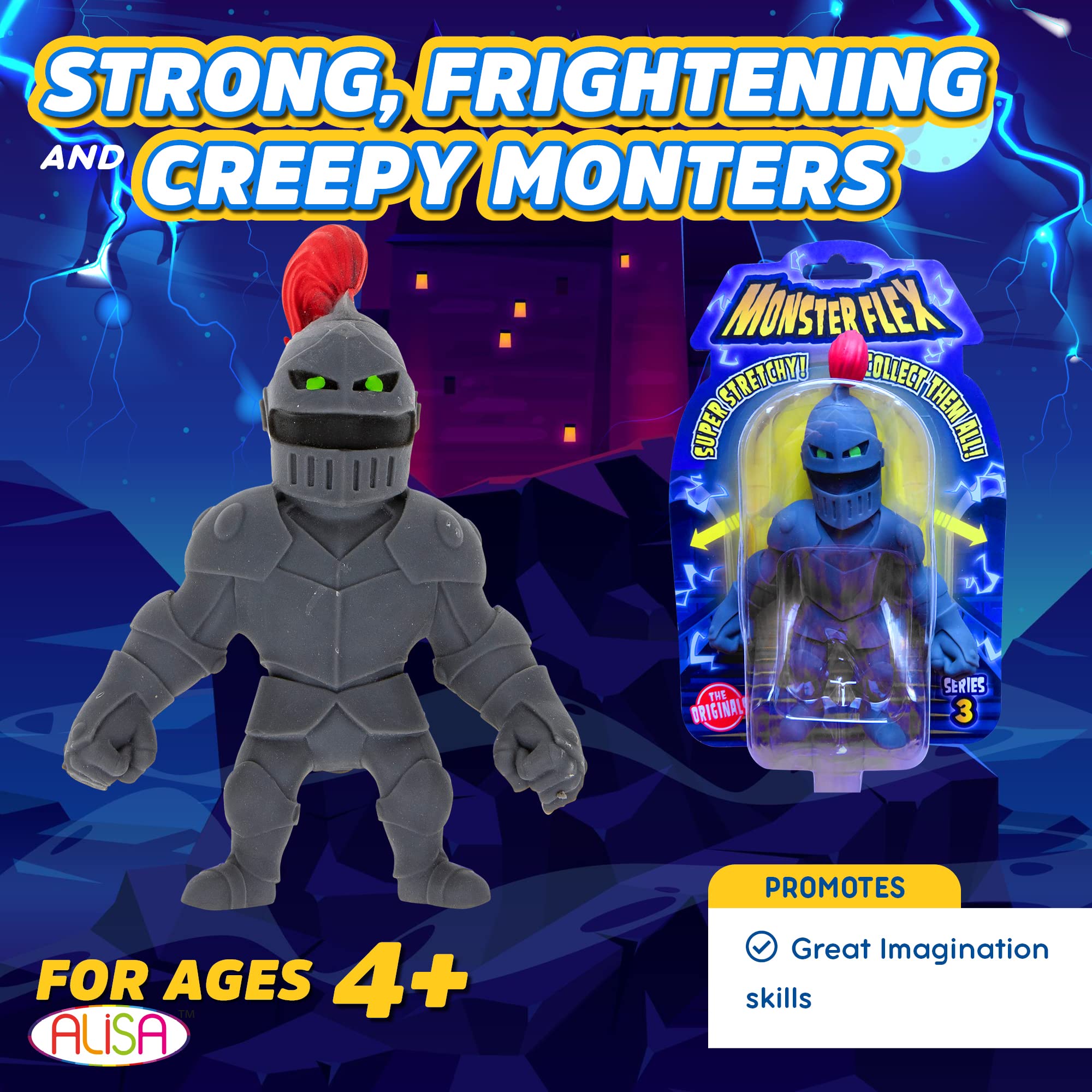 ALISA Monster Flex Stretchy Toys for Boys and Girls - 14 Unique Spooky Stretch Monsters - Monster Stretch Guy Toys for Kids Birthday Gift Party Favors, Sensory Fidget Stress Toys for Kids - Series 3