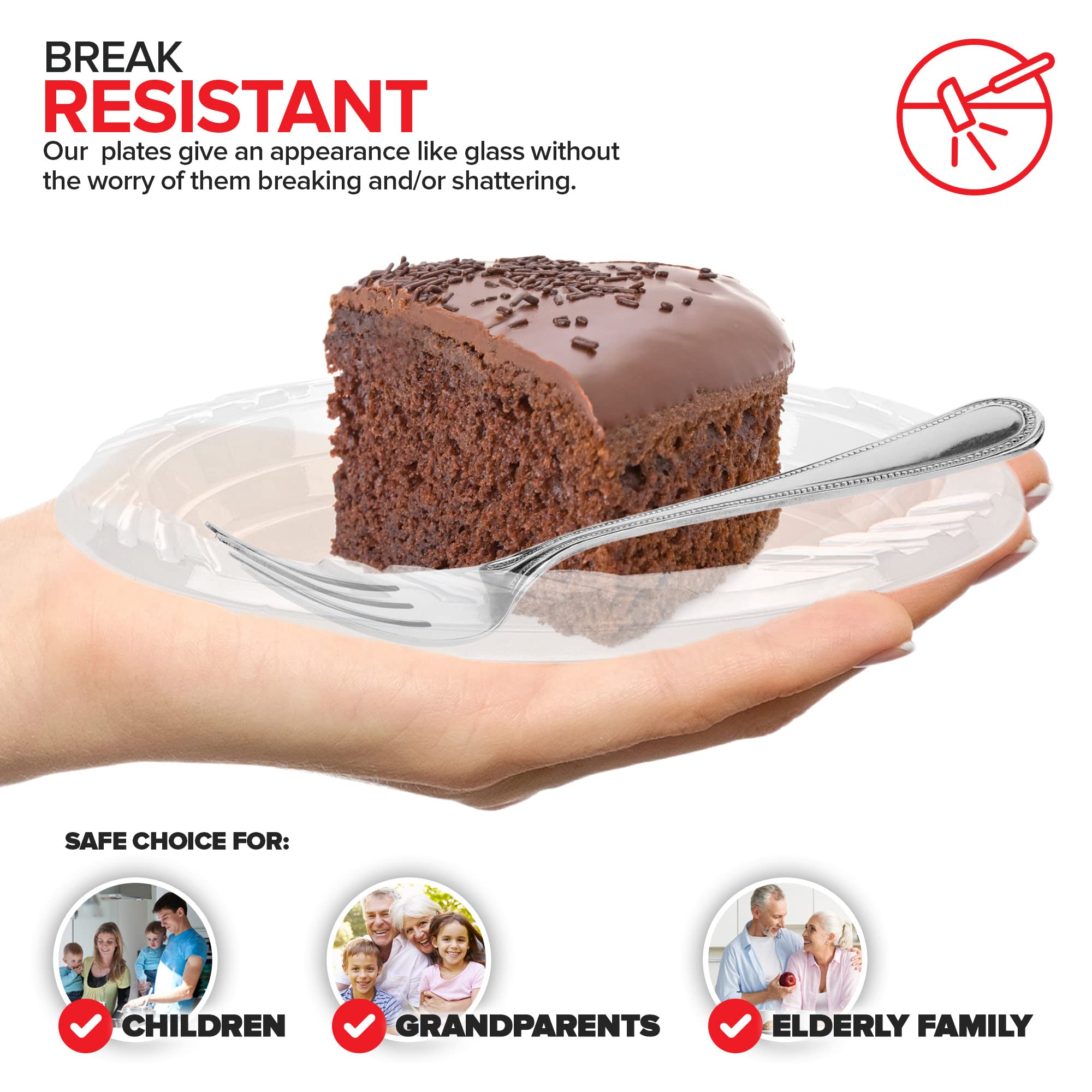 Stock Your Home Clear Plastic Dessert Plates - Disposable Clear Plates for Dessert & Appetizers - Crystal Clear Small Plates for Parties & Catering - Clear Plastic Party Plates  - Like New