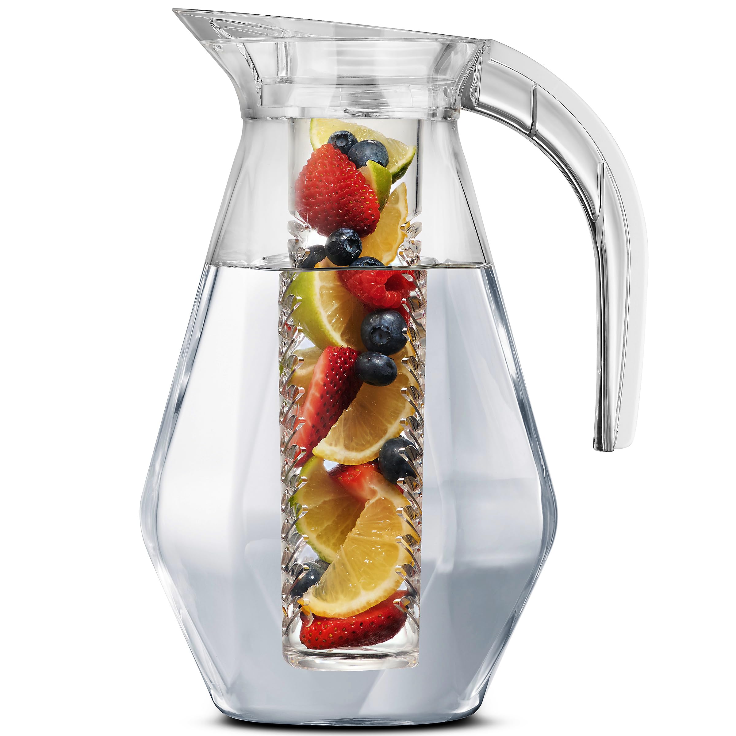 MosJos Acrylic Pitcher (72 oz), Clear Plastic, Water Pitcher with Lid, Shatterproof, BPA-Free Clear Pitcher, Ideal for Sangria, Lemonade, Juice, Iced Tea & More (Infuser- Acrylic Pitcher)  - Like New