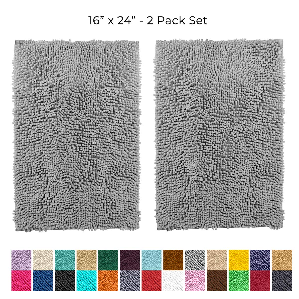 LuxUrux Bathroom Rugs Sets 2 Piece - Plush Bath Mat Set Quick-Dry Soft Chenille Bathroom Mat with Rubber Backing, Absorbant Bathroom Rug Set, Washable  - Like New