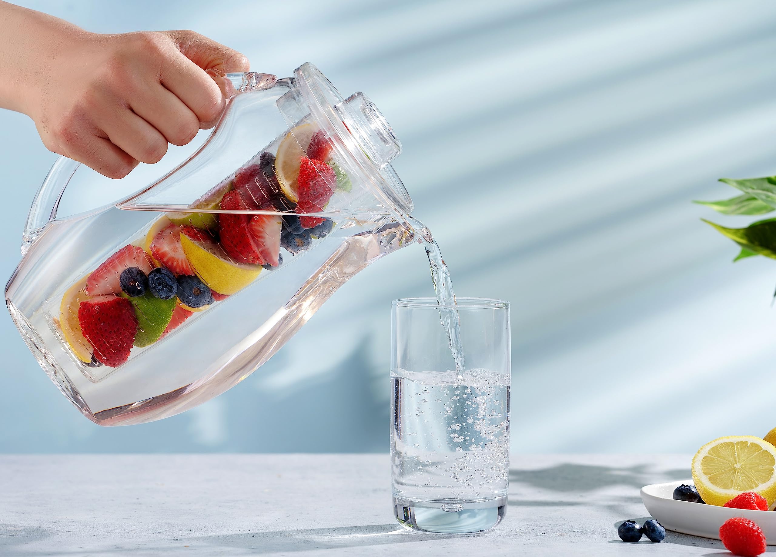 Water Infuser Pitcher � Fruit Infuser Water Pitcher By Home Essentials � Shatterproof Acrylic Pitcher � Elegant Durable Design � Ideal for Iced Tea, Fruit Infused Water and Juice (93 oz)  - Like New