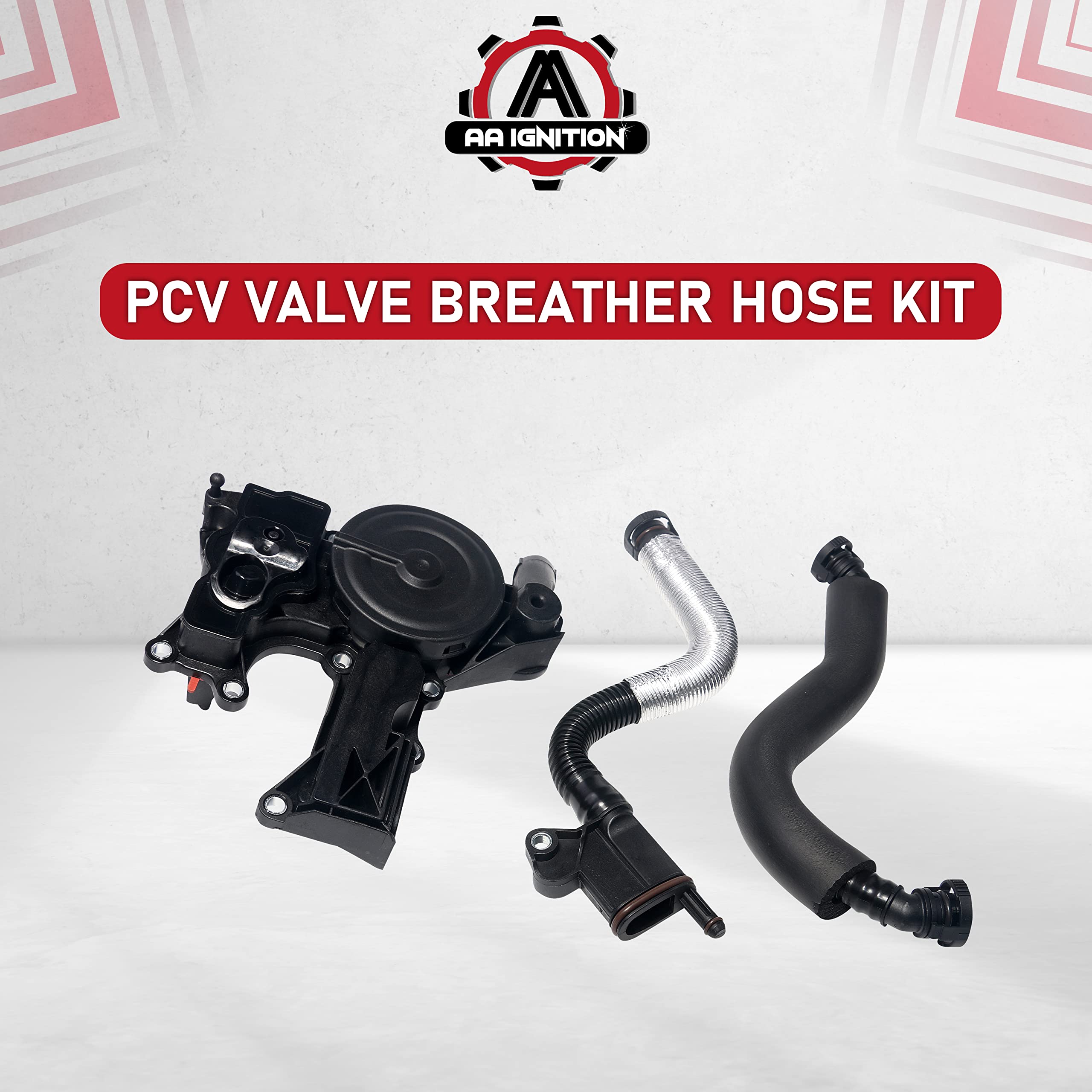 PCV Crankcase Vent Valve Breather Hose Kit - Compatible with Audi & Volkswagen Vehicles - 2.0L Turbo A3 8P, A5 B8, Q5, Golf GTI MK5, MK6, Jetta, Tiguan - Replaces 06H103495AH, 06H103495AC, 06H103495E  - Very Good