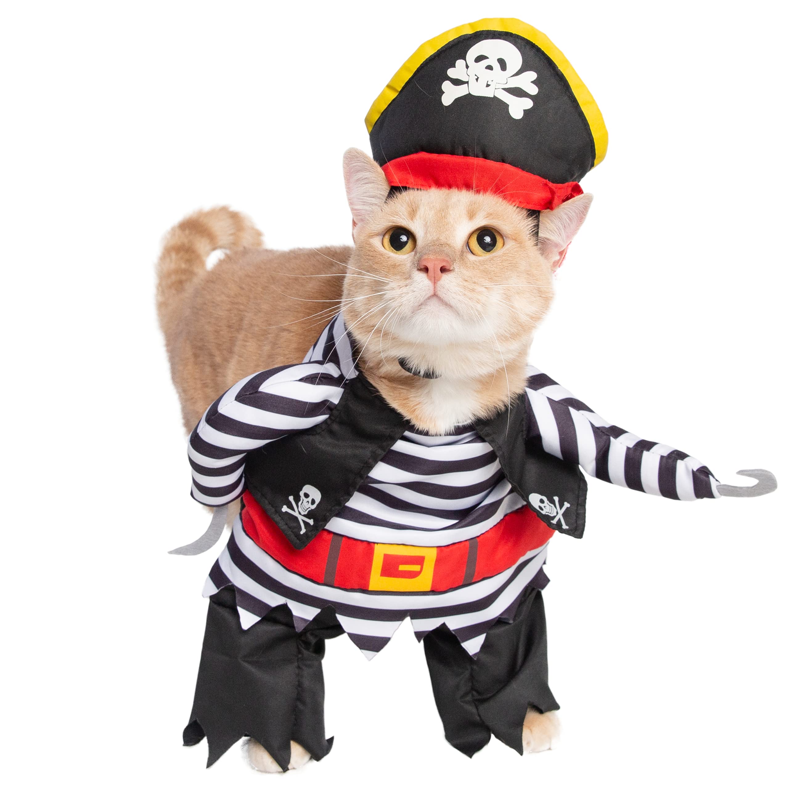 Pet Krewe Dog Pirate Costume & Cat Costume Medium | Pet Costume with Arms, Pirate Hat, Tunic, and Cape - Perfect for Christmas Holiday, Parties, Photoshoots, Gifts for Dog & Cat Lovers