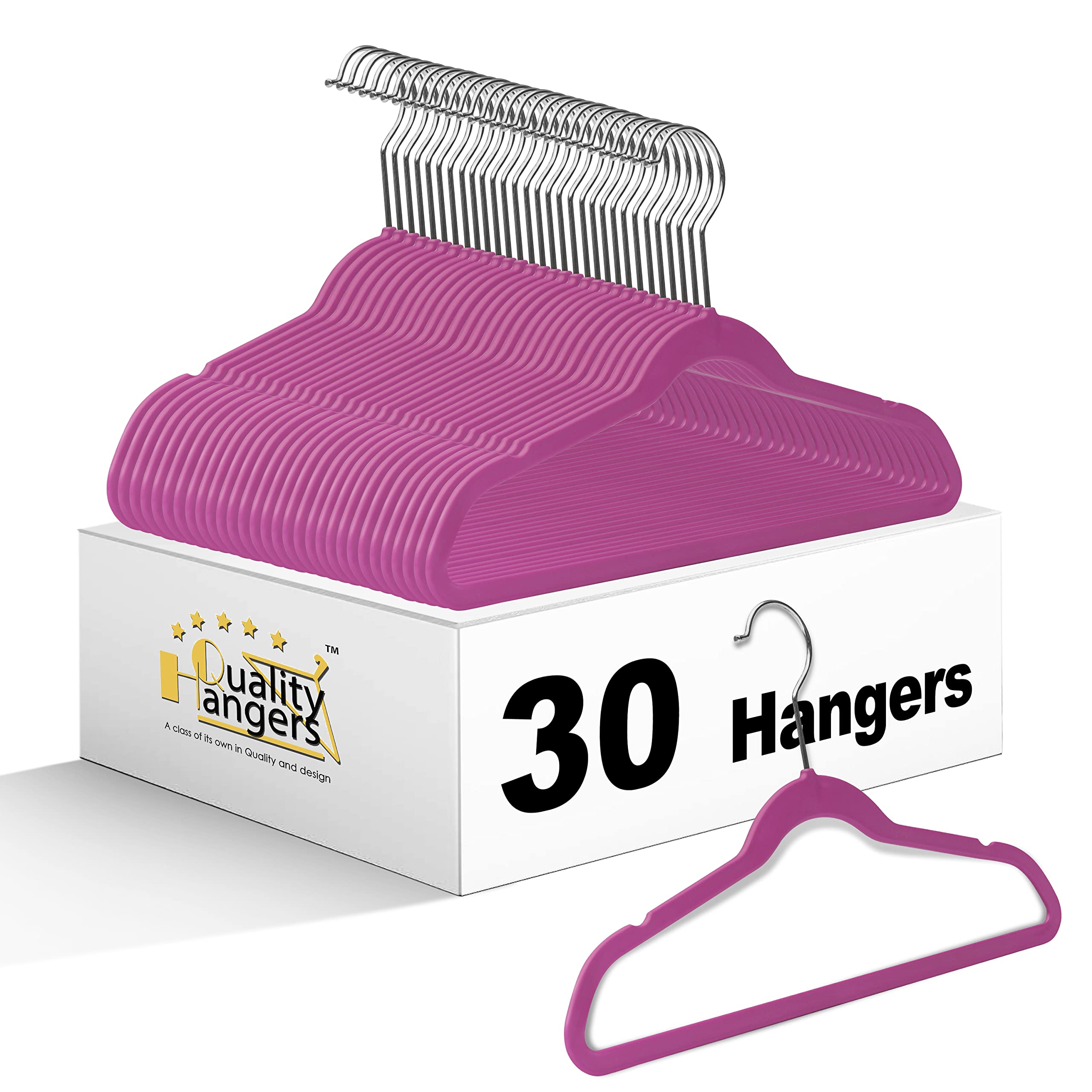 Quality Children's Plastic 30 Pack Non Velvet Non-Flocked Thin Compact Hangers Swivel Hook for Shirts Blouse Coats (Pink, 30)  - Like New