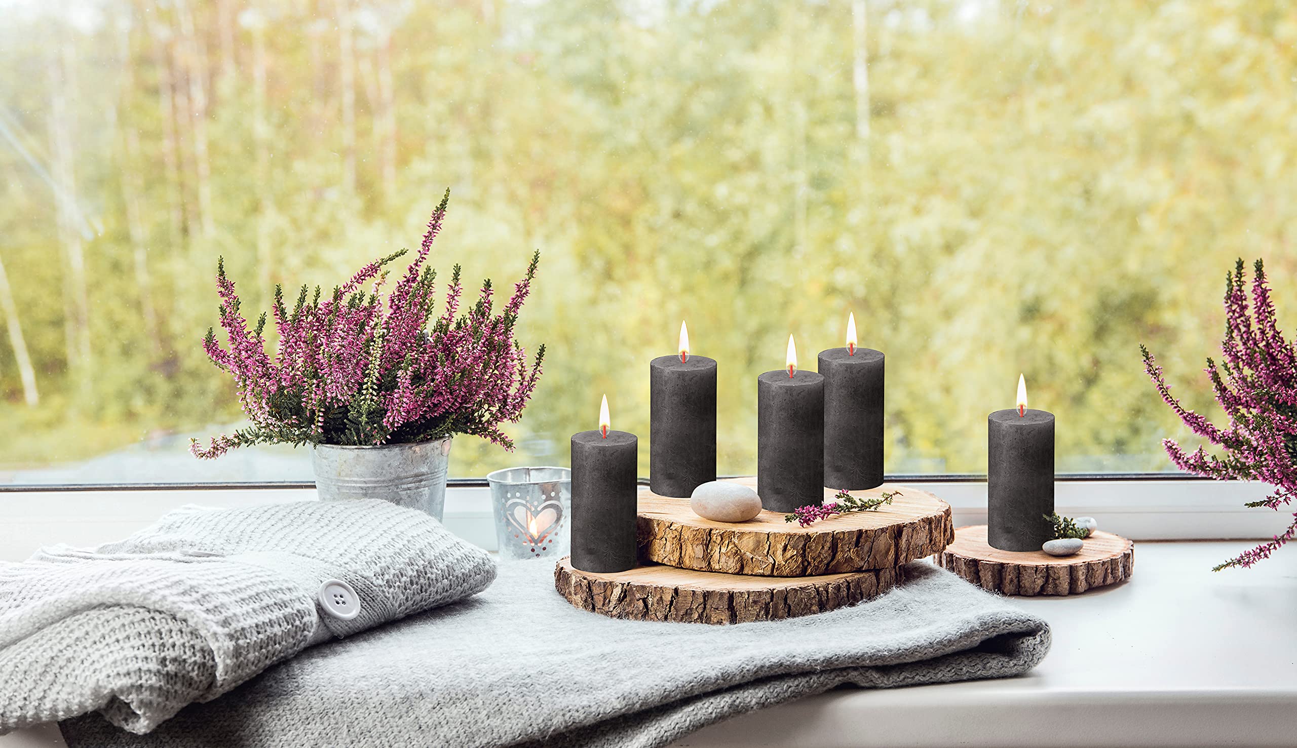 BOLSIUS 4 Pack Stormy Gray Rustic Pillar Candles - 2 X 4 Inches - Premium European Quality - Includes Natural Plant-Based Wax - Unscented Dripless Smokeless 30 Hour Party D�cor and Wedding Candles  - Very Good