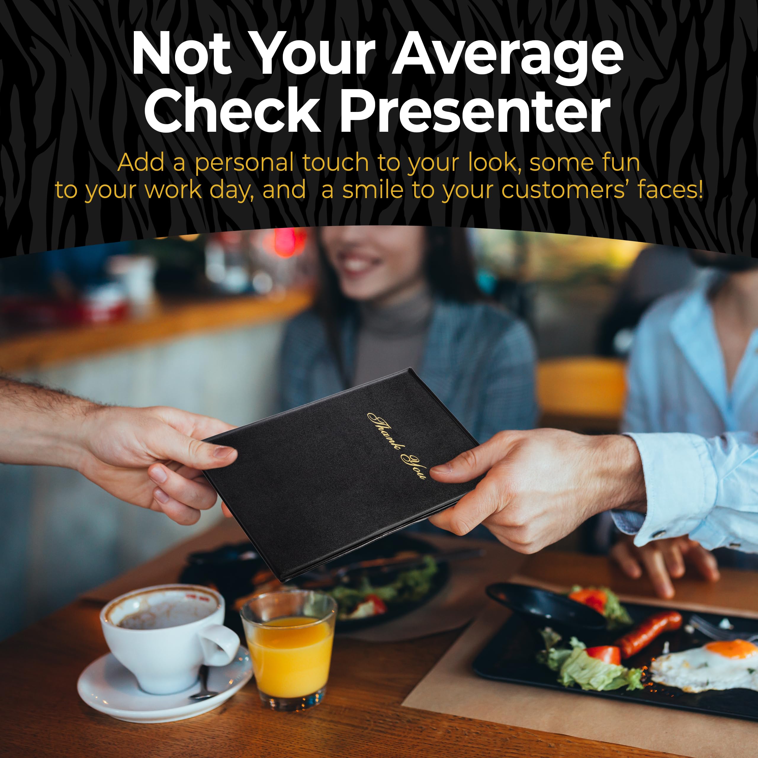 Restaurant Check Presenters - Guest Check Card Holder with Gold Thank You Imprint  - Like New