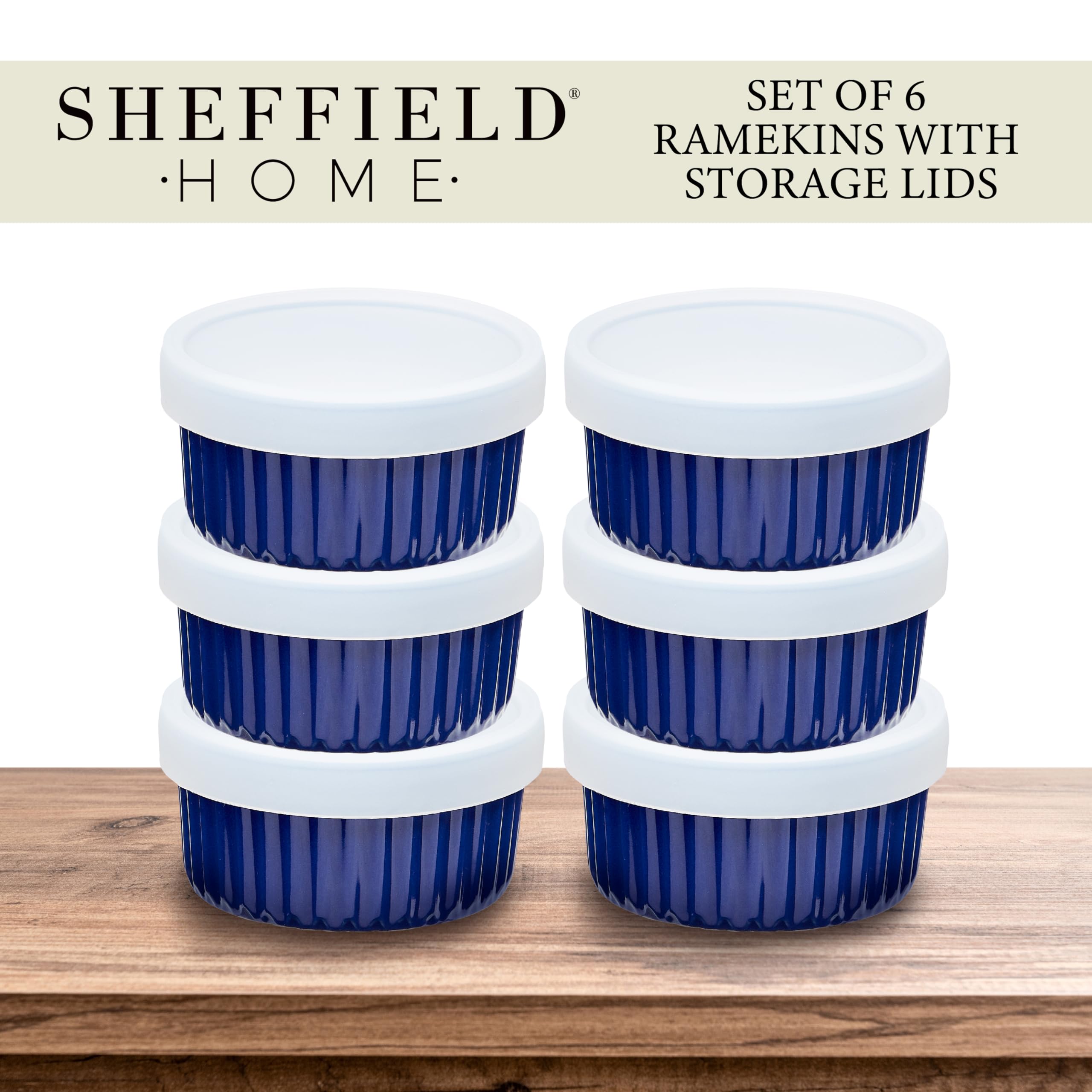 Sheffield Home Ramekins - Set of 6, 8oz Capacity, Round | Dishwasher Safe & Microwave Safe  - Like New