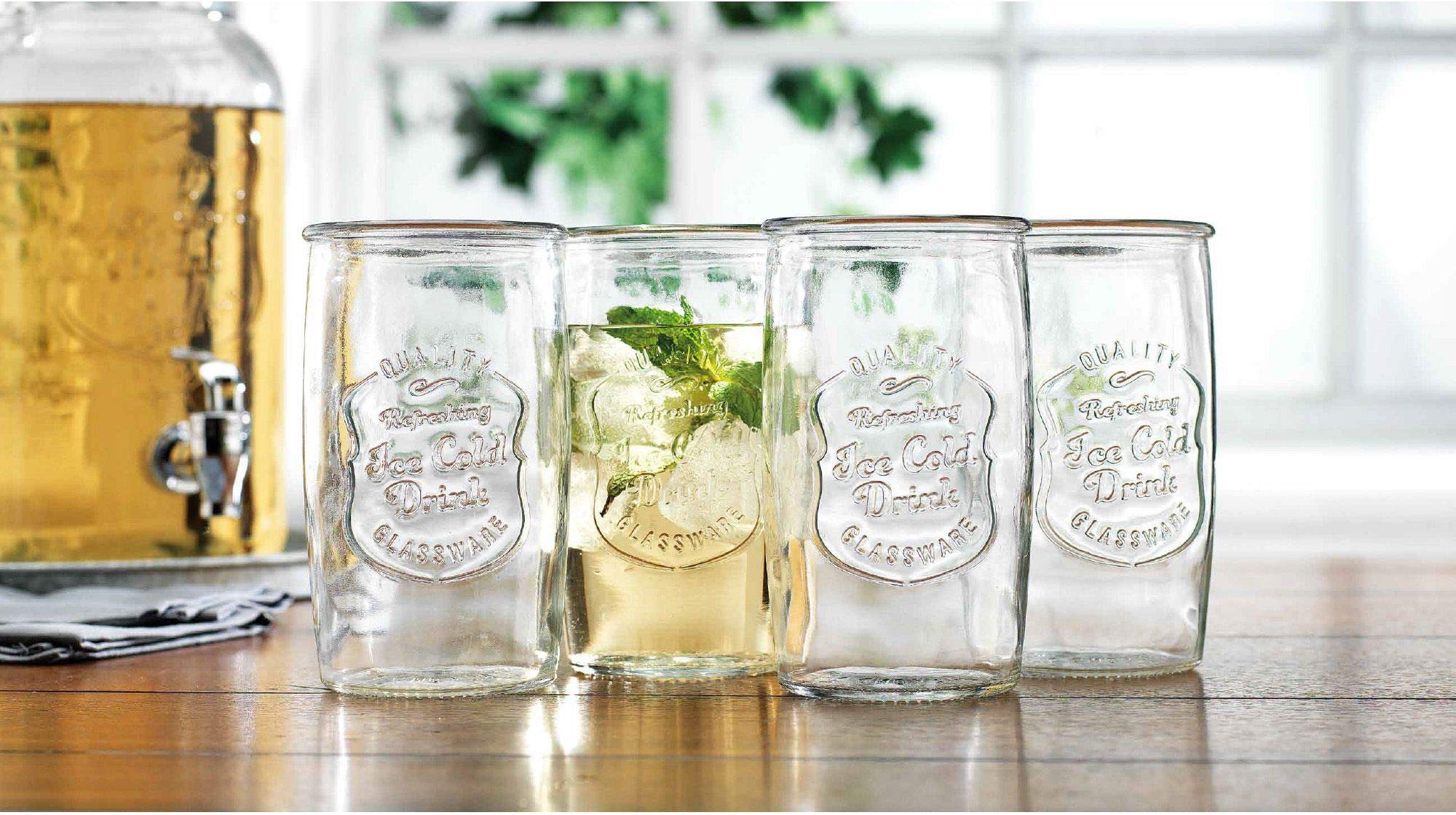 Home Essentials Retroware Ice Cold Glassware Set of 4, 20-Ounce  - Like New