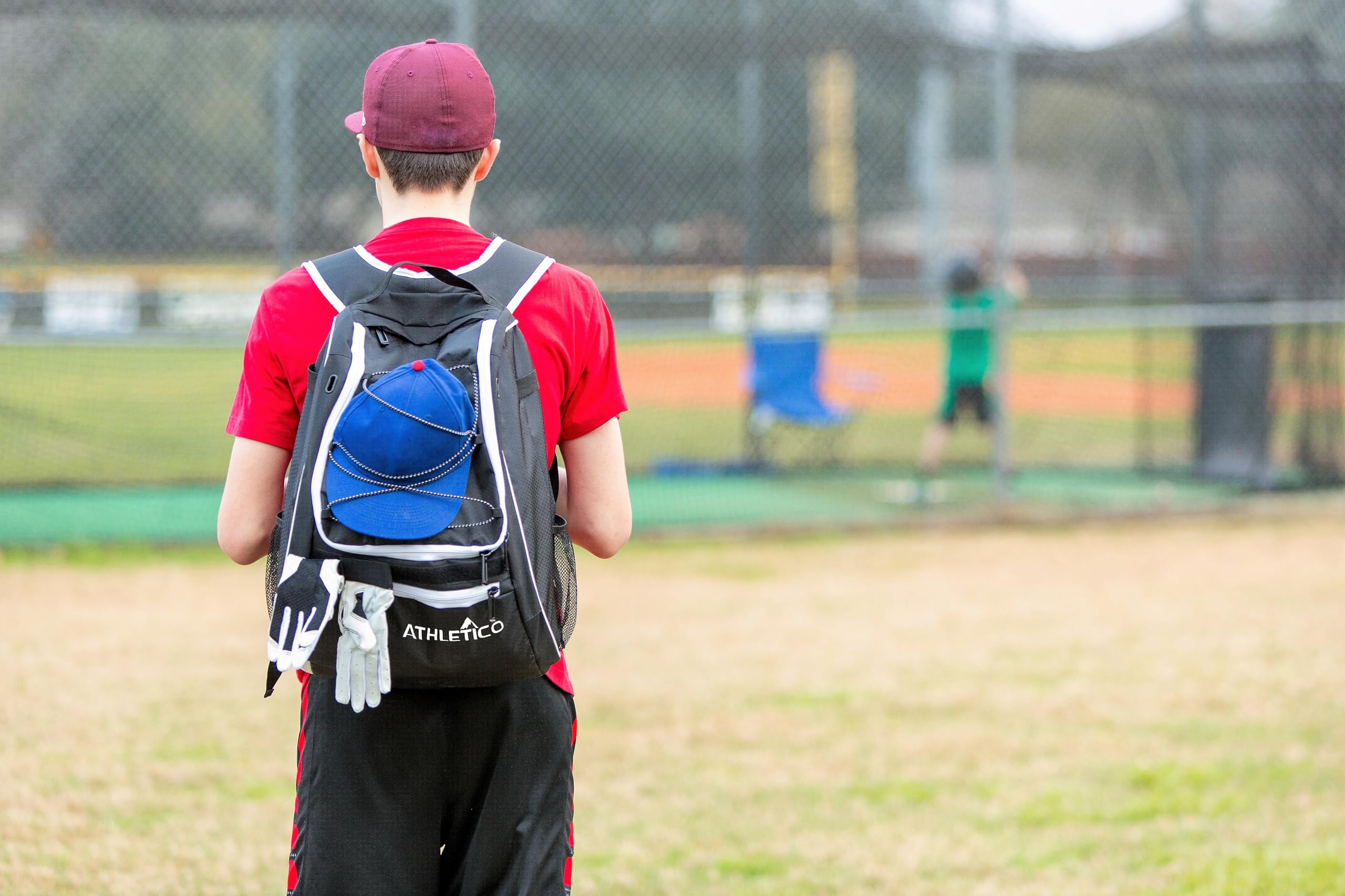 Athletico Baseball Bat Bag - Backpack for Baseball, T-Ball & Softball Equipment & Gear for Youth and Adults | Holds Bat, Helmet, Glove, & Shoes |Shoe Compartment & Fence Hook  - Very Good