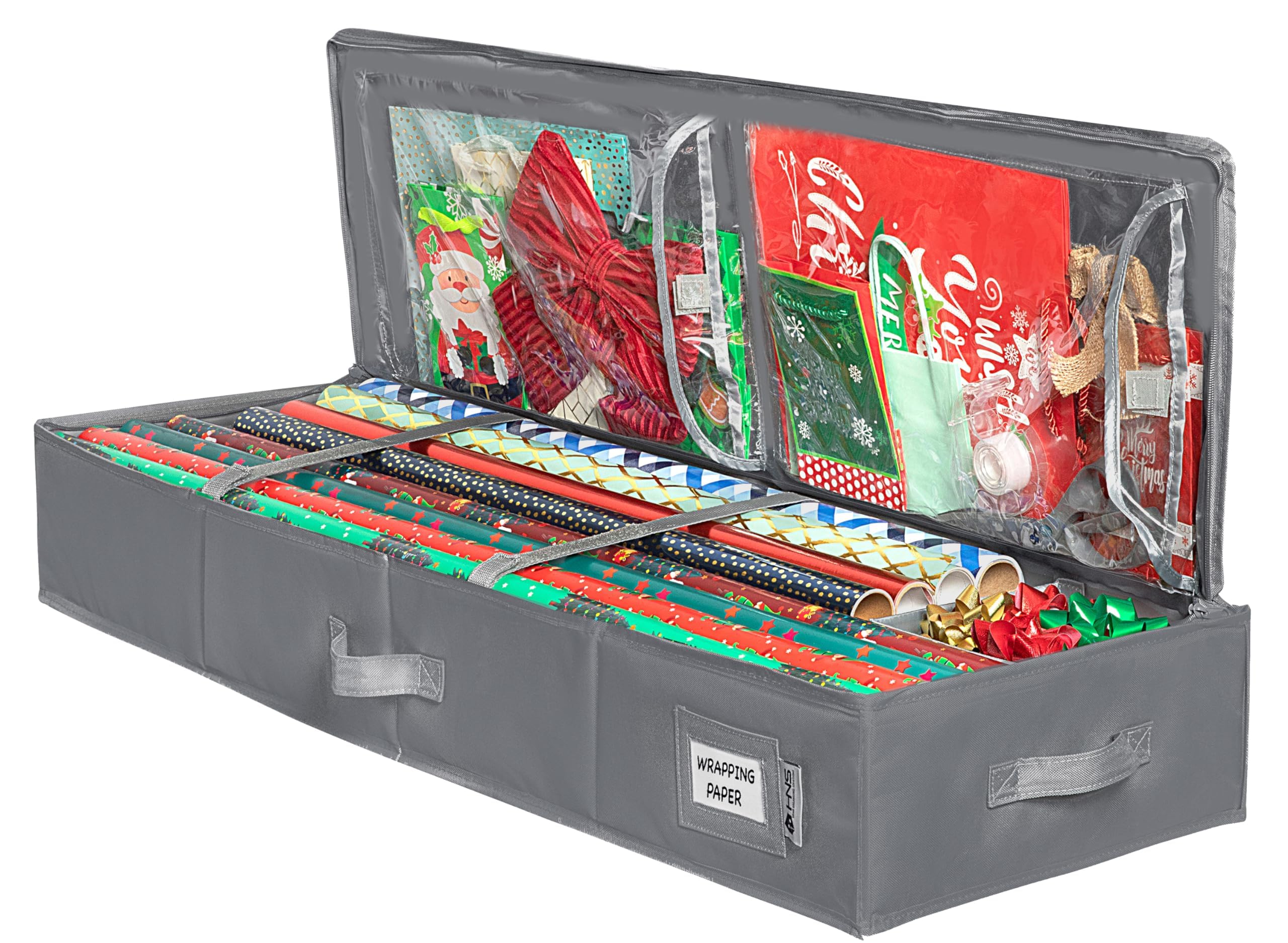 Christmas Storage Organizer - Wrapping Paper Storage and Under-Bed Storage Container for Holiday Storage of Gift Bags, Wrapping Paper, Ribbon, and Bows 600D  - Very Good