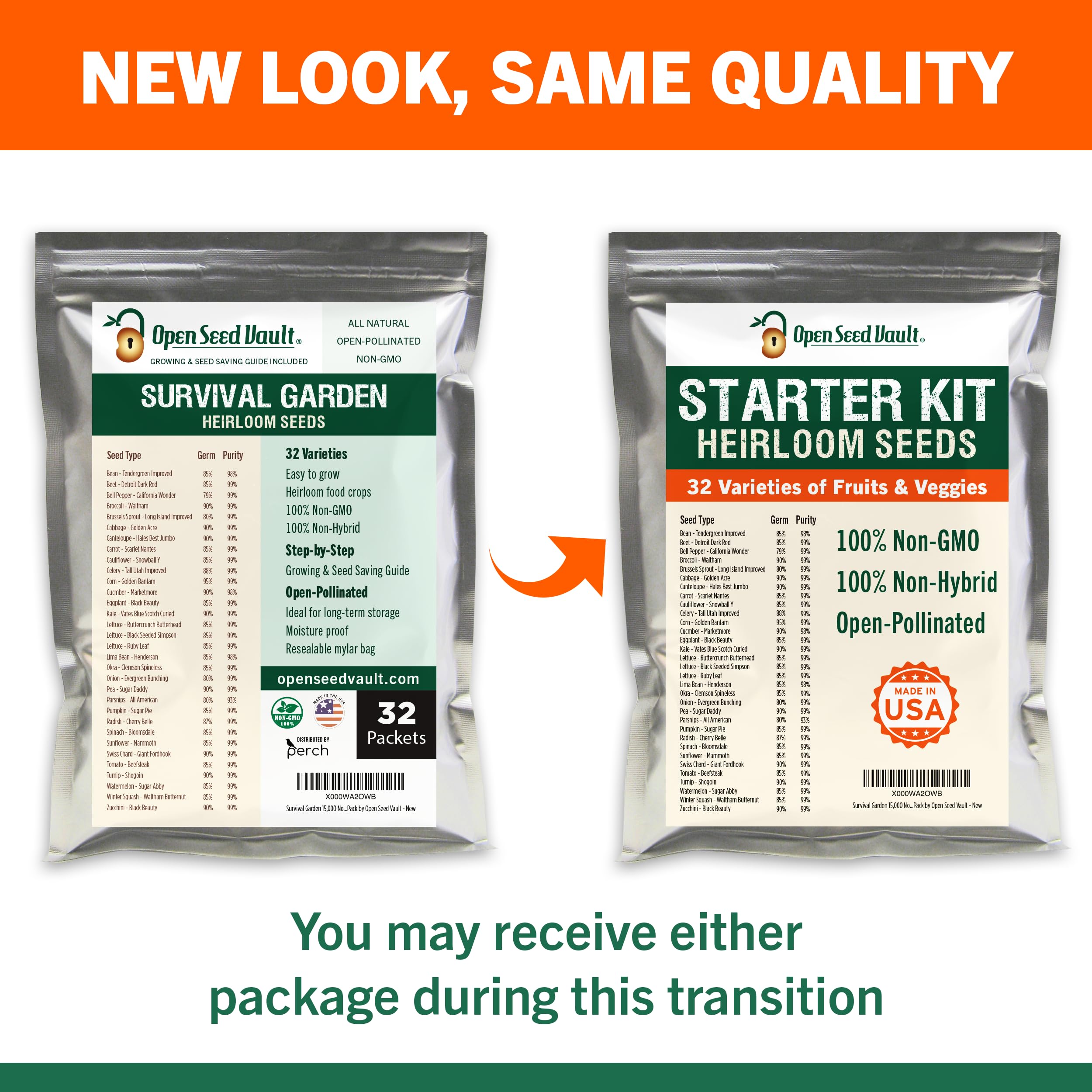 non hybrid garden seeds Open Seed Vault 15,000 Non GMO Heirloom Vegetable Seeds Survival Garden 32 Variety Pack