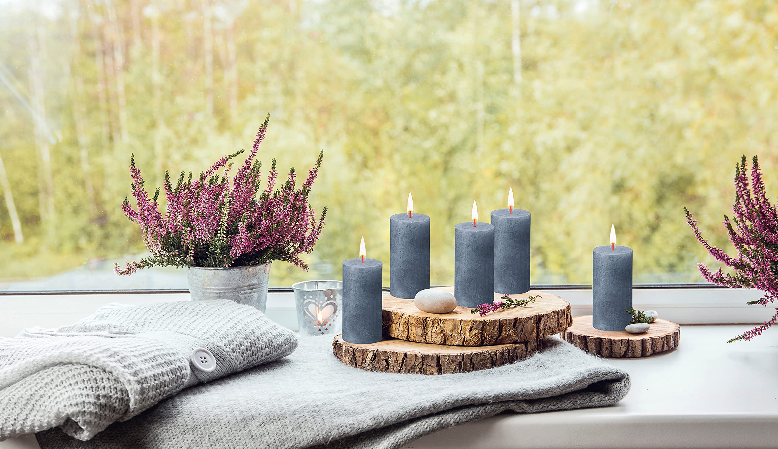 BOLSIUS 4 Pack Twilight Blue Rustic Pillar Candles - 2 X 4 Inches - Premium European Quality - Includes Natural Plant-Based Wax - Unscented Dripless Smokeless 30 Hour Party and Wedding Candles  - Very Good