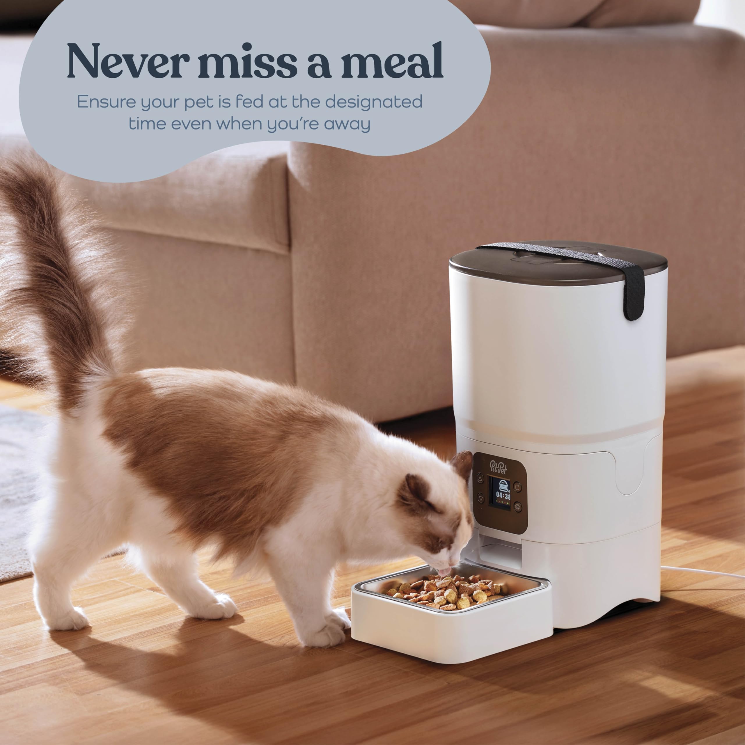 Smart Automatic Cat Feeder - 6-L Reliable Automatic Cat Food Dispenser with Display LCD Screen for Easy Set Up -Portion Control Automatic Dog Feeder - Desiccant Bag Keeps Dry Food Fresh-Voice Recorder  - Very Good