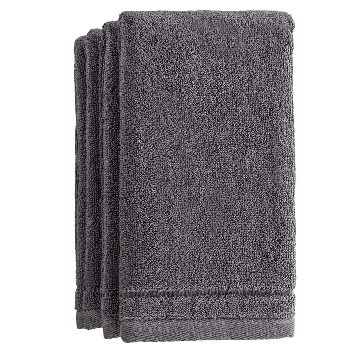 Creative Scents Cotton Fingertip Towels Set - 4 Pack - 11 x 18 Inches Decorative Small Extra-Absorbent and Soft Terry Towel for Bathroom - Powder Room, Guest and Housewarming Gift (Grey)  - Like New