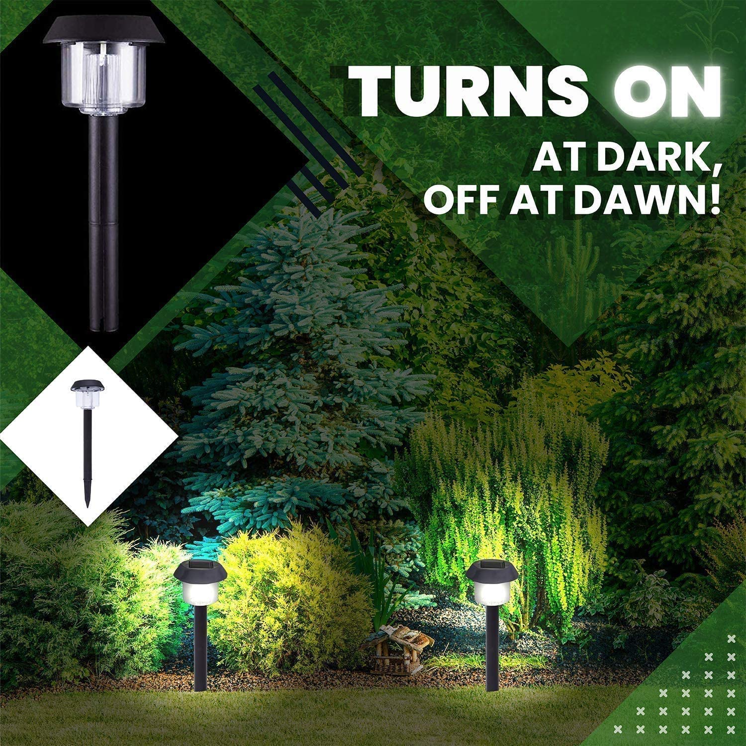 Signature Garden Solar Garden Lights - Auto On/Off Outdoor Bright Solar Pathway Lights - All-Weather/Waterproof Outdoor Solar Lights for Yard, Garden, or Driveway  - Like New