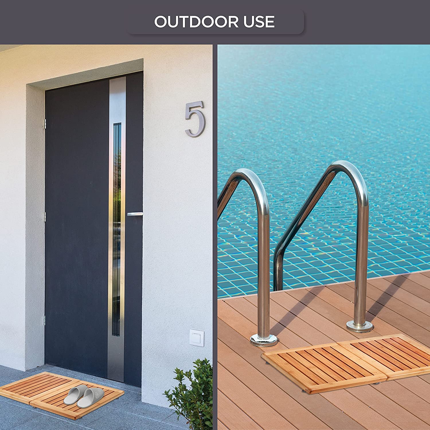 Bamb�si Premium Bamboo Bath Mat - Foldable Wood Shower Mat for Easy Storage, Non-Slip Bathroom Mat, Versatile for Indoor and Outdoor Use, Ideal Floor Mat for Spa, Sauna, Pool, 24" x 18"  - Like New