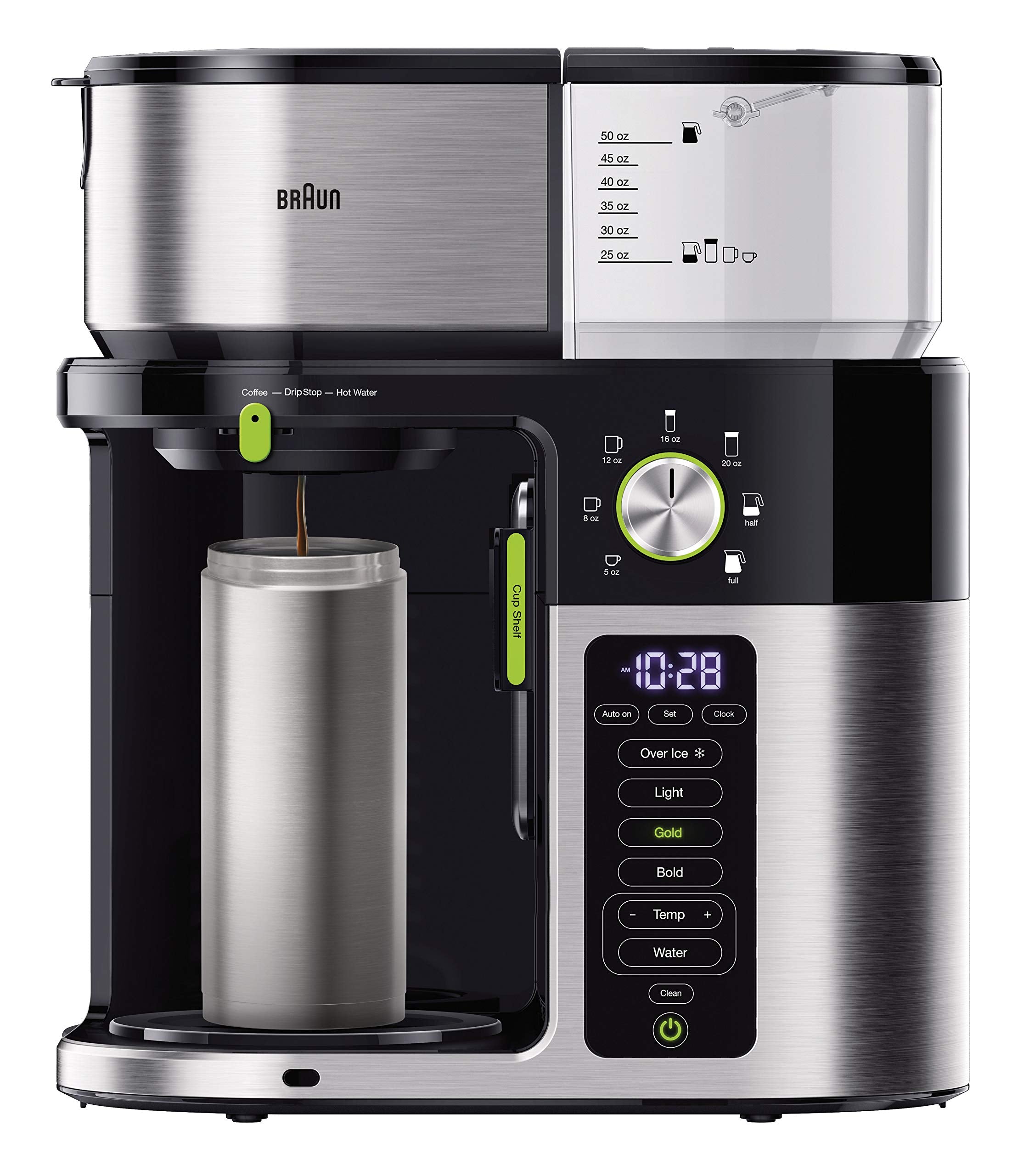 Braun 7 Programmable Brew Sizes / 3 Strengths + Iced Coffee & Hot Water for Tea, Glass Carafe (10-Cup)  - Acceptable