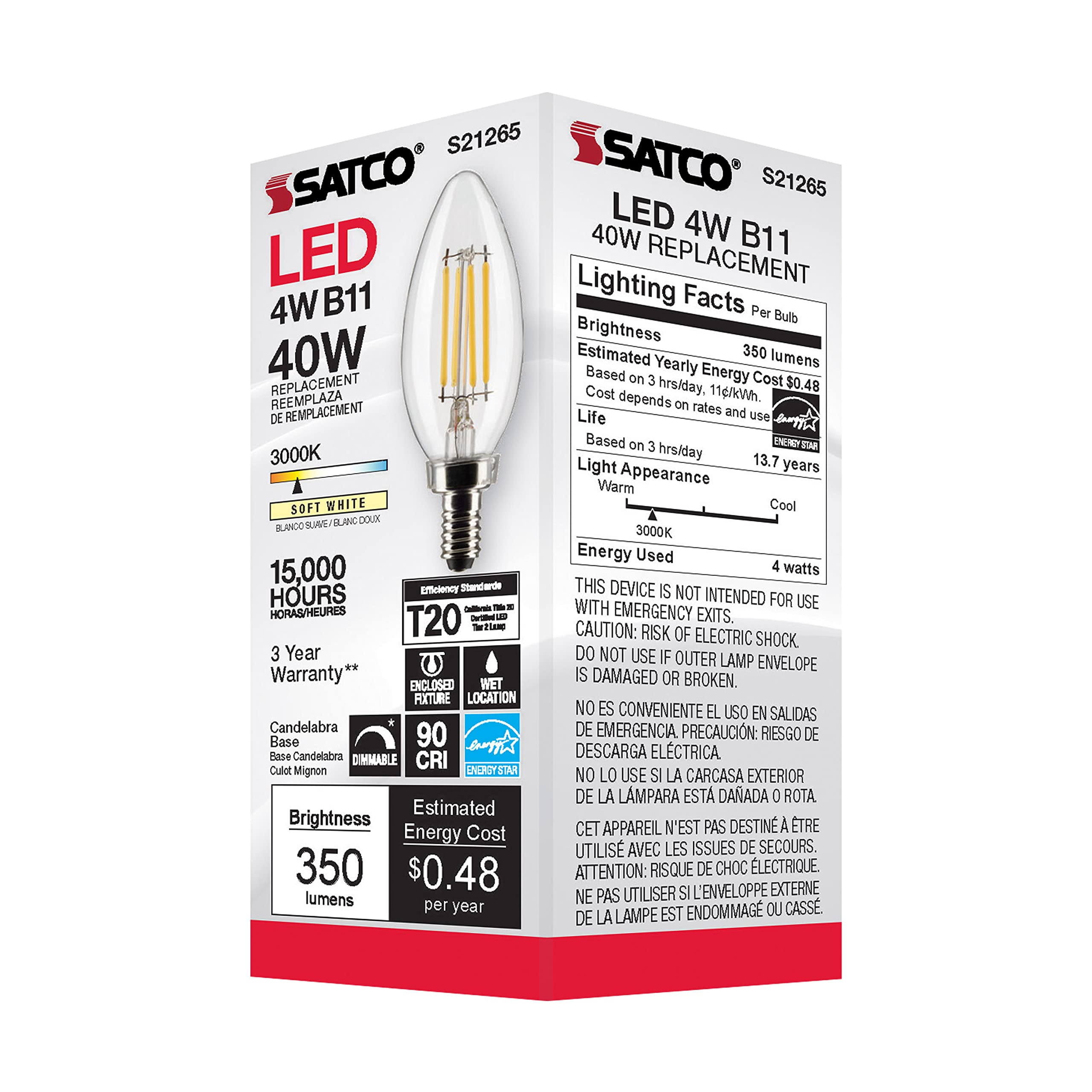 Satco S21360 5ST19/CL/LED/927/E26-6 Pack  - Acceptable