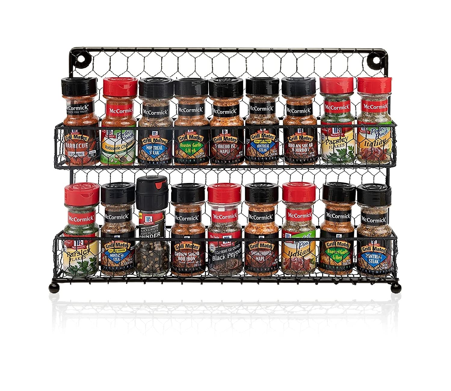 Homeries 2 Tier Wall Spice Rack For Kitchens | Stylish Wall Mounted Spices And Seasonings Storage Rack | Organize Your Home,  - Very Good