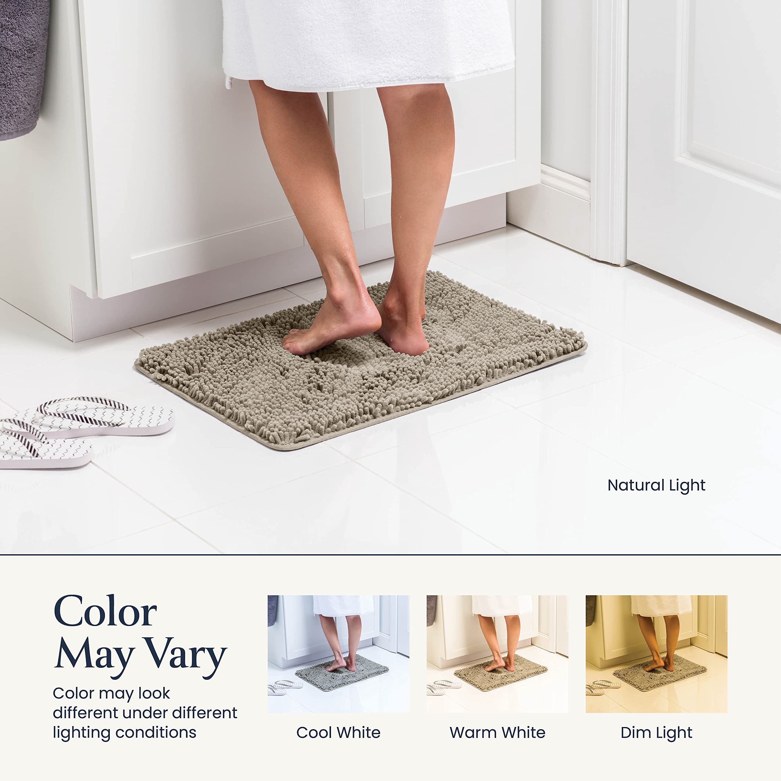 BELADOR Bathroom Rugs Sets 2 Piece- Plush Bath Mat Set Quick-Dry Soft Chenille Bathroom Mat with Rubber Backing, Absorbant Bathroom Rug Set, Washable Bath Rugs for Bathroom- Bath Mats 24x17 + 30x20  - Very Good