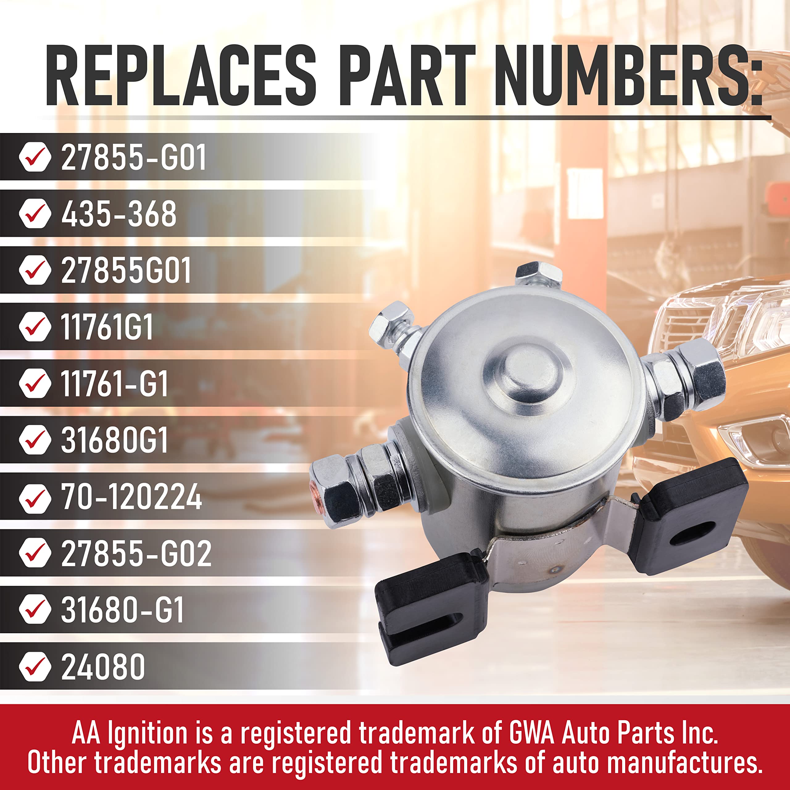 Replacement Volt Continuous Duty Solenoid Relay - Compatible with EZGO 36 Volt Electric Golf Car 1986 and Up, Yamaha Electrical G2, Marathon TXT Series - Replaces 27855G01, 27855G02, 11761G1, 31680G1  - Like New