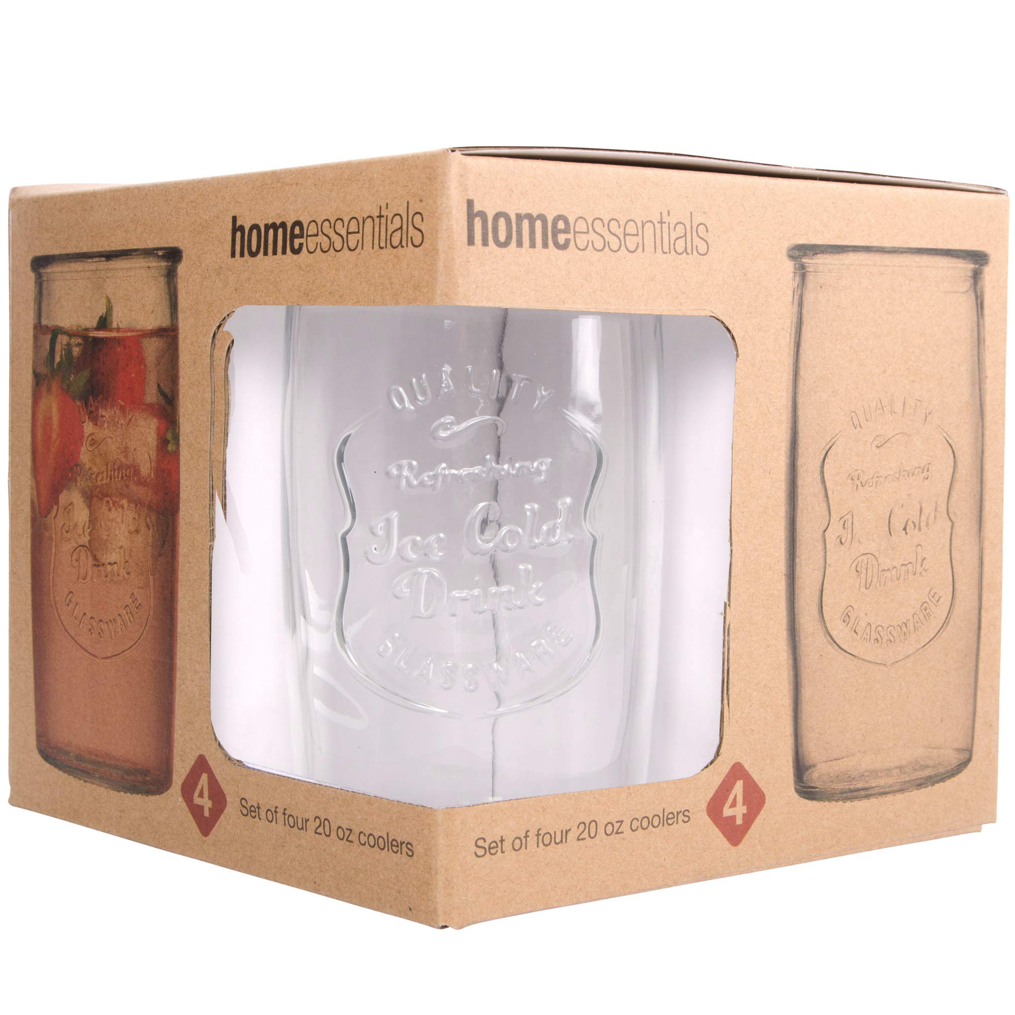 Home Essentials Retroware Ice Cold Glassware Set of 4, 20-Ounce  - Like New